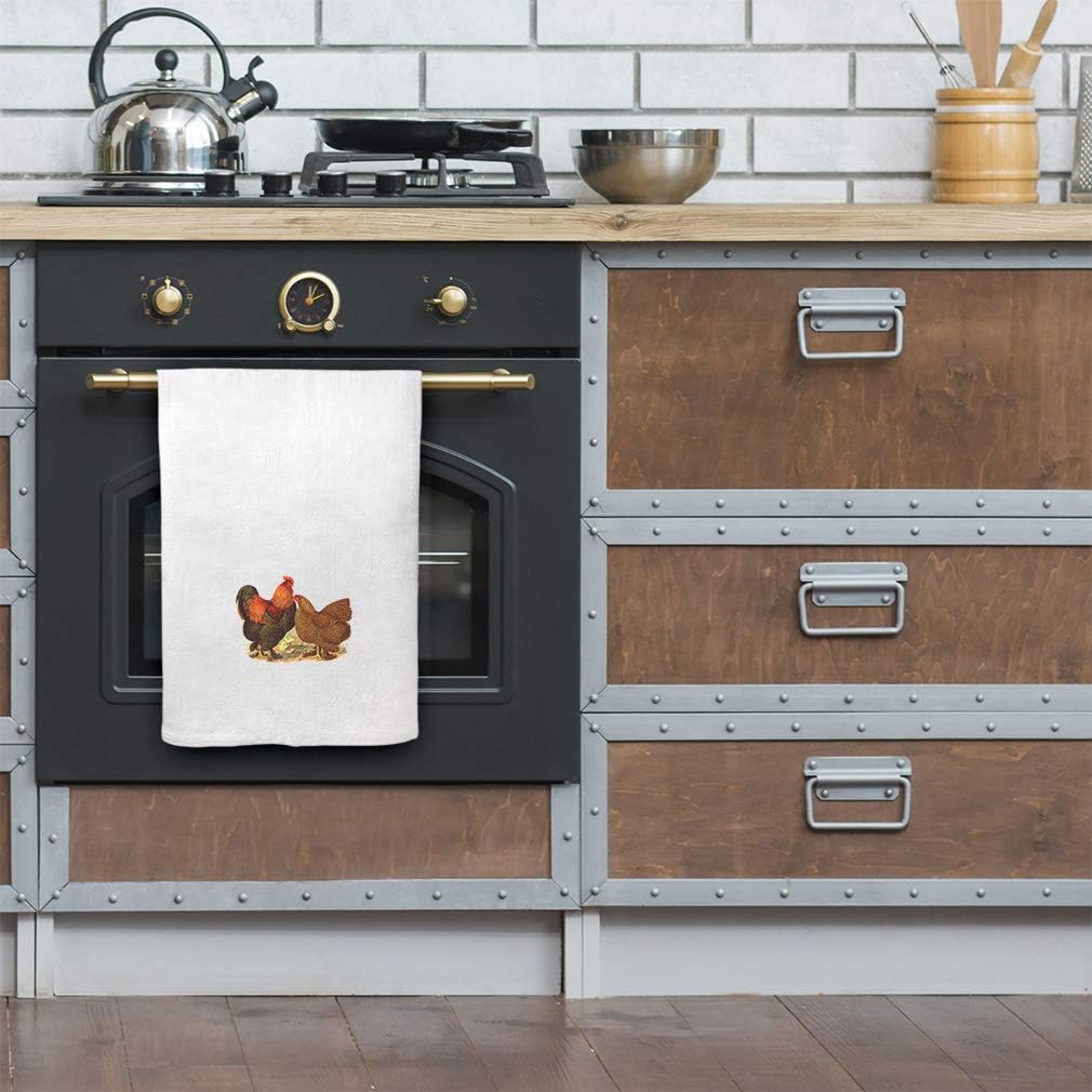 Style In Print Custom Decor Flour Kitchen Towels Rooster and Chicken Vintage Look Vintage Cleaning Supplies Dish Towels Personalized Text Here