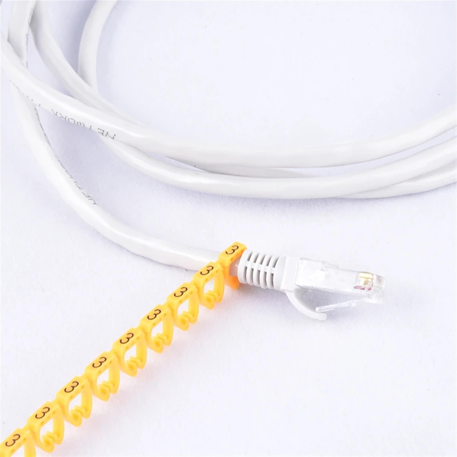 Etykiety do kabli, 100/150 szt. kolorowych znaczników kablowych typu C z etykietą numeryczną do sieci przewodów 2-10 mm(Yellow M 4(10.0mm))