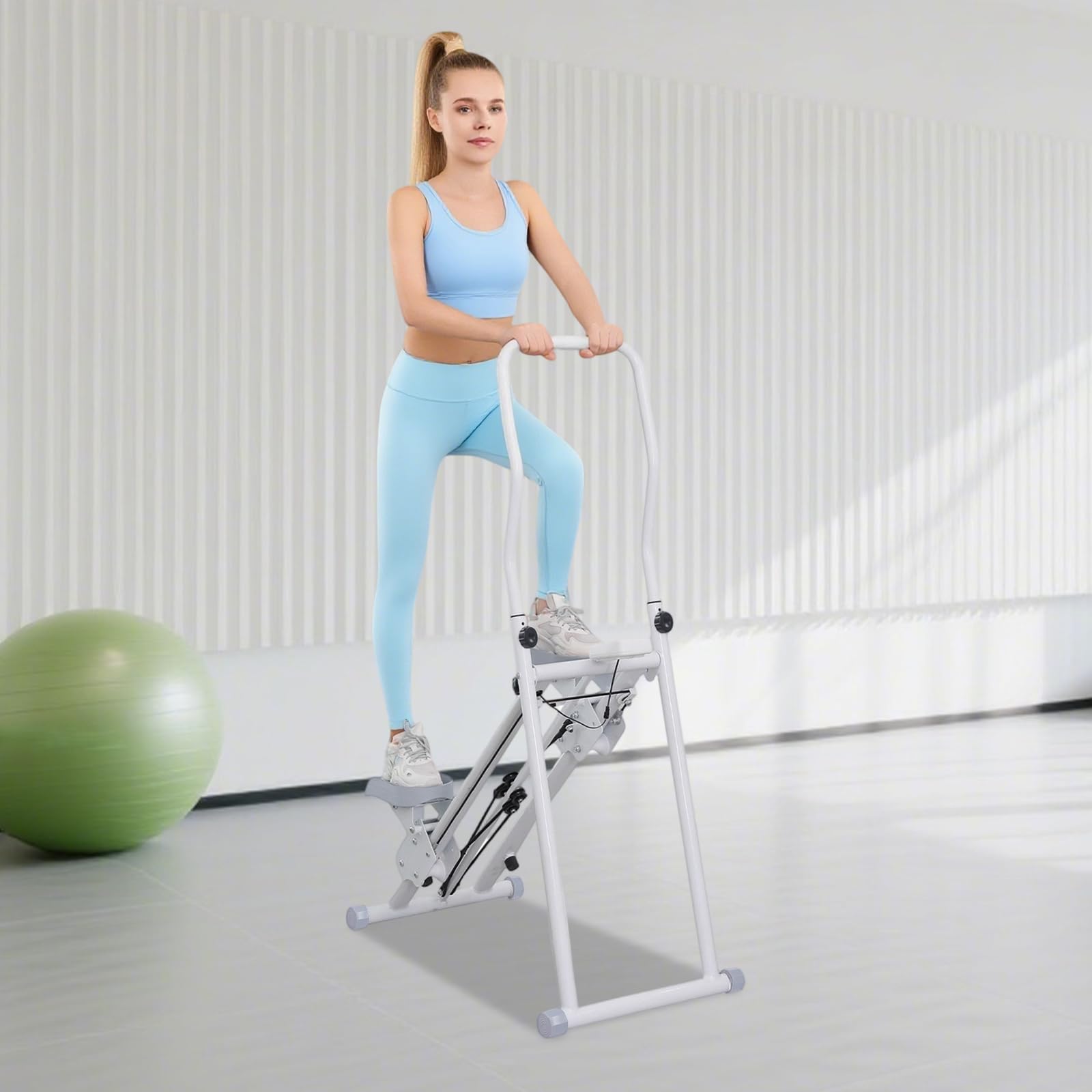 Pionowa maszyna do wspinaczki do treningu całego ciała, składany stepper do domowej siłowni, z regulowanymi pedałami i wyświetlaczem LCD, do 150 kg (53 x 85 x 126,5 cm)