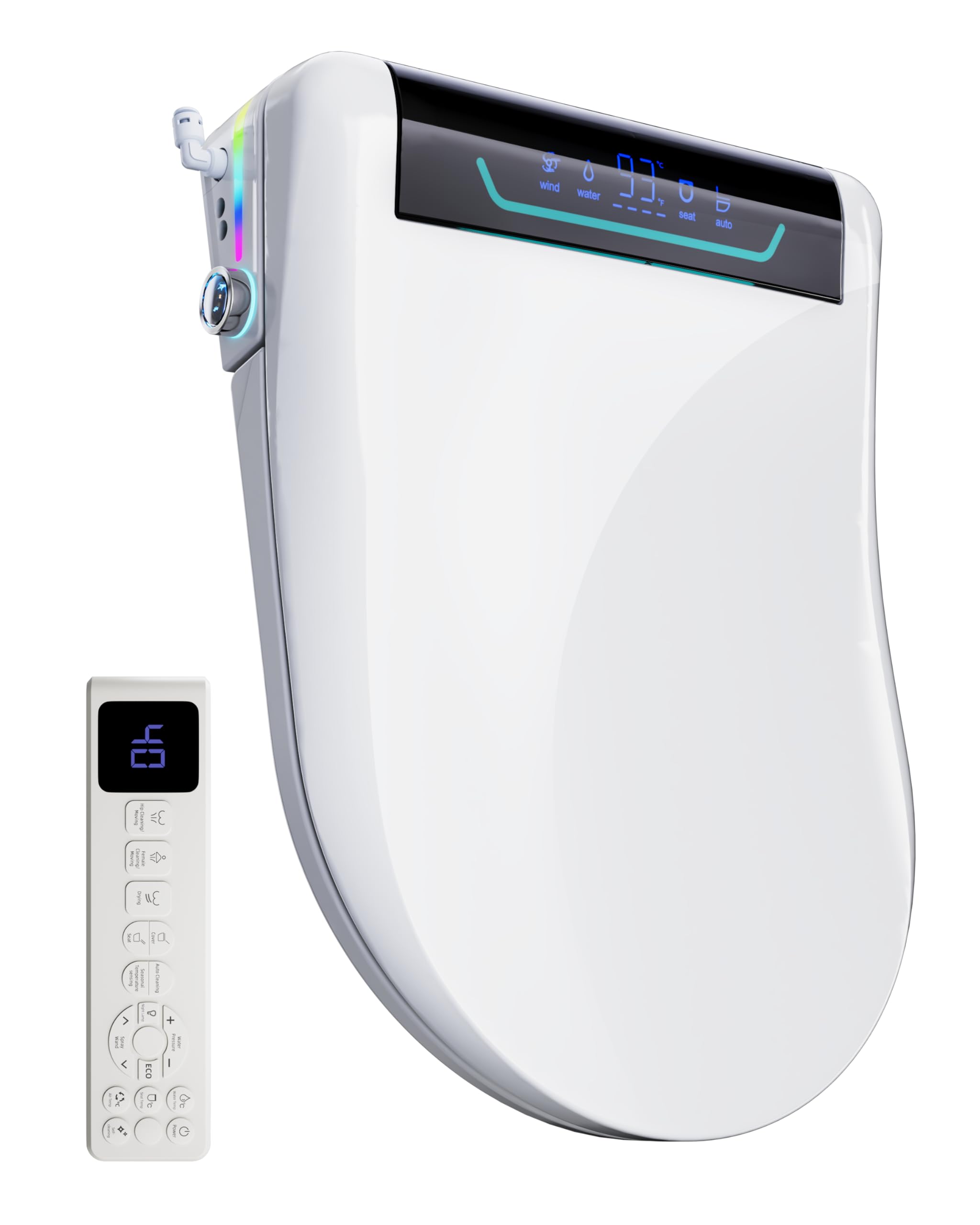 Asiento de inodoro inteligente con función bidé, asiento de inodoro japonés calefactable con tapa automática, bidé electrónico con agua caliente y secadora, accesorio para inodoro con mando a