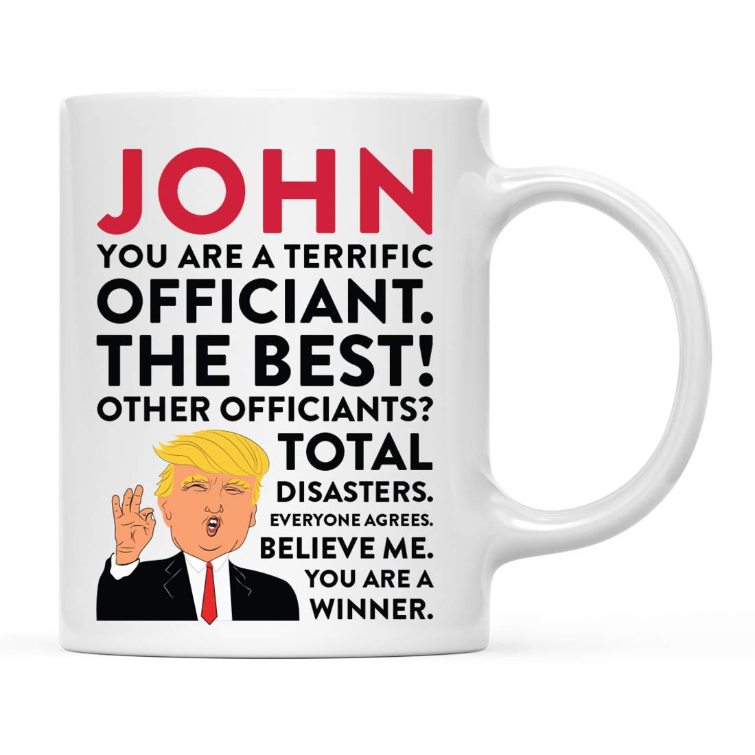 Andaz Press Personalized Funny President Donald Trump 11oz. Coffee Tea Mug Gift, You are a Terrific Officiant, 1-Pack, Custom Coworker Friend Him Her, Gift Box