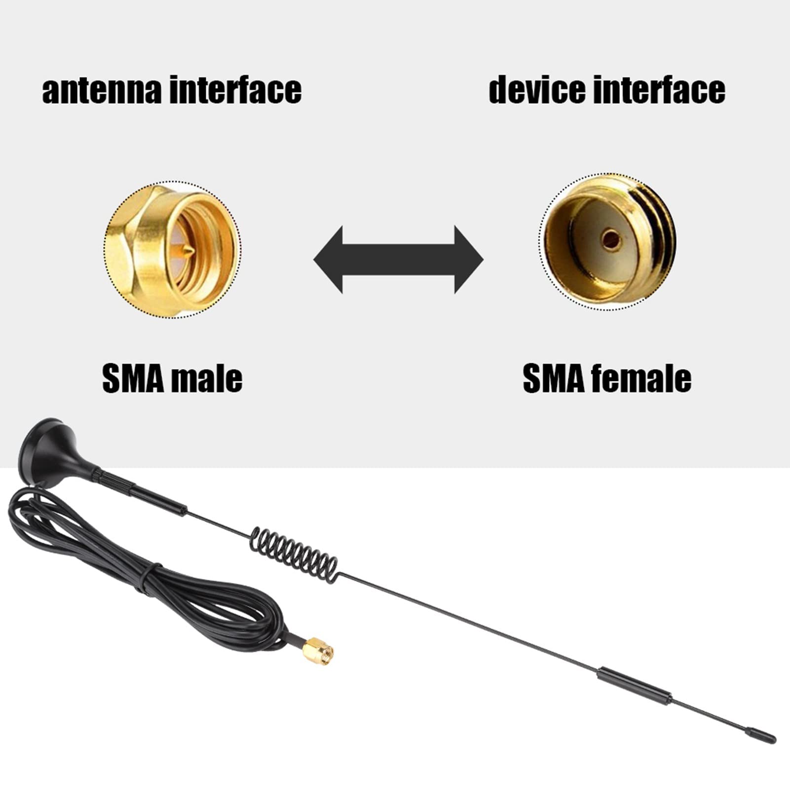 Antenna 433 MHz 10dBi Ad Alto Guadagno da 31 Cm, SMA Maschio per Modulo 433 MHz, Antenna Ad Aspirazione Magnetica con Cavo in Rame 174 e Forte stabilità del Segnale