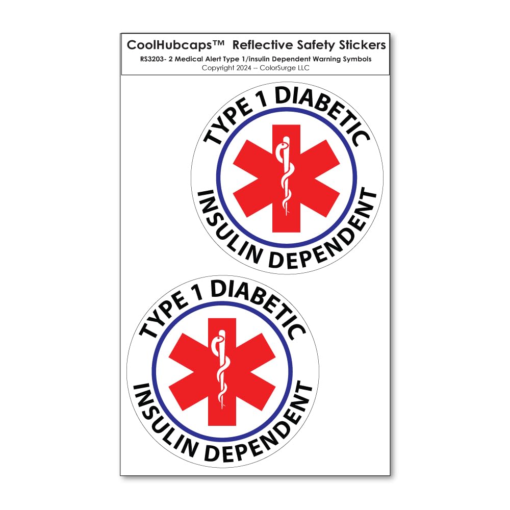 ColorSurge Reflective Safety Decal Type 1 Insulin Dependent - 2 Small