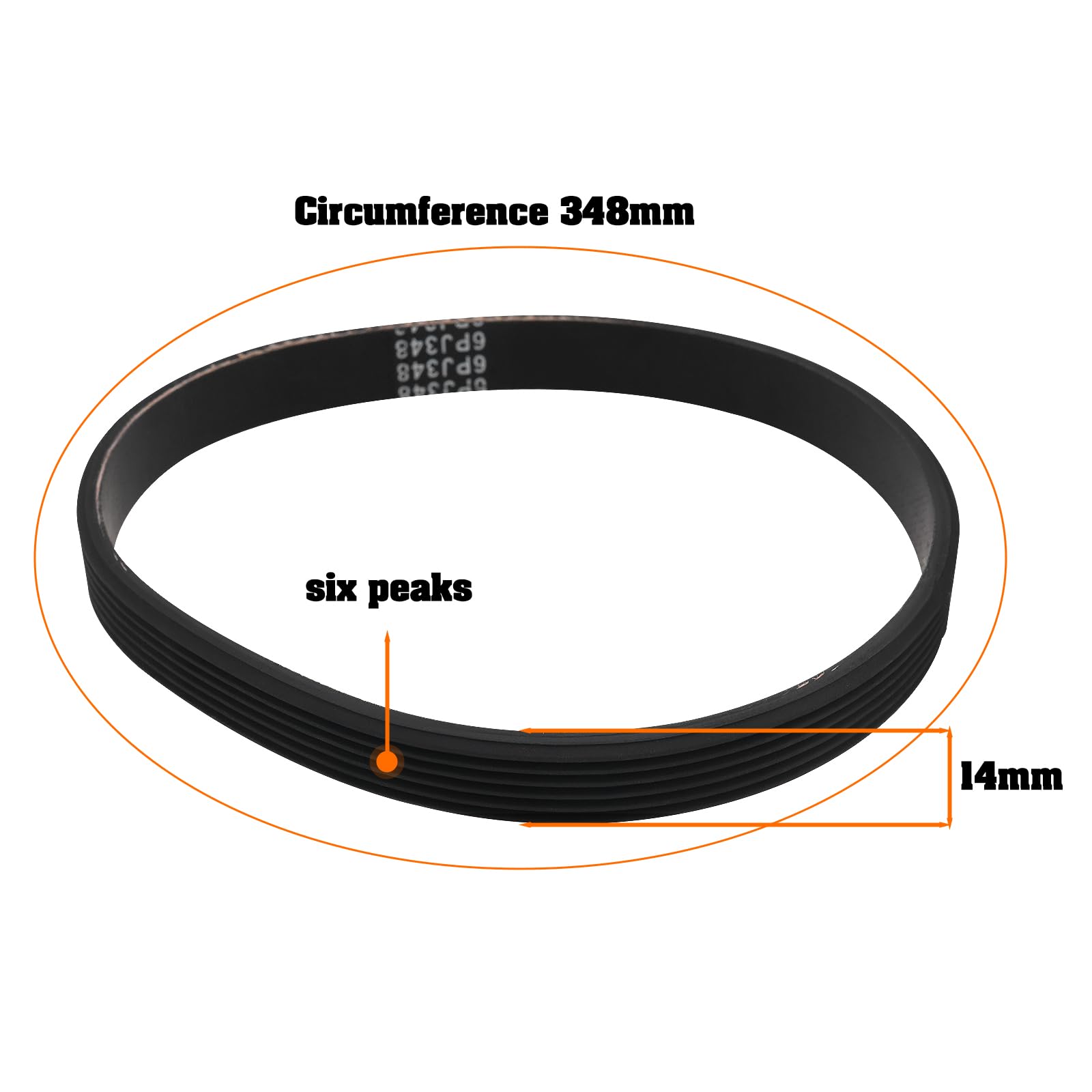 eMagTech 2pcs 6PJ348 Lawn Mower Rubber Drive Belt Electric Planer Synchronous Belt Circumference 348mm Width 14mm Suitable for Most Lawn Mowers - Image 4