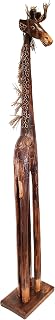 Albesia Native Wood Tall Hand-Crafted Giraffe Statues Striking Designs and Sizes. Nature's Graceful Beauty Engulfs Safari Home Décor All Occassions. (Jute Hair Etched, 40 Inch)