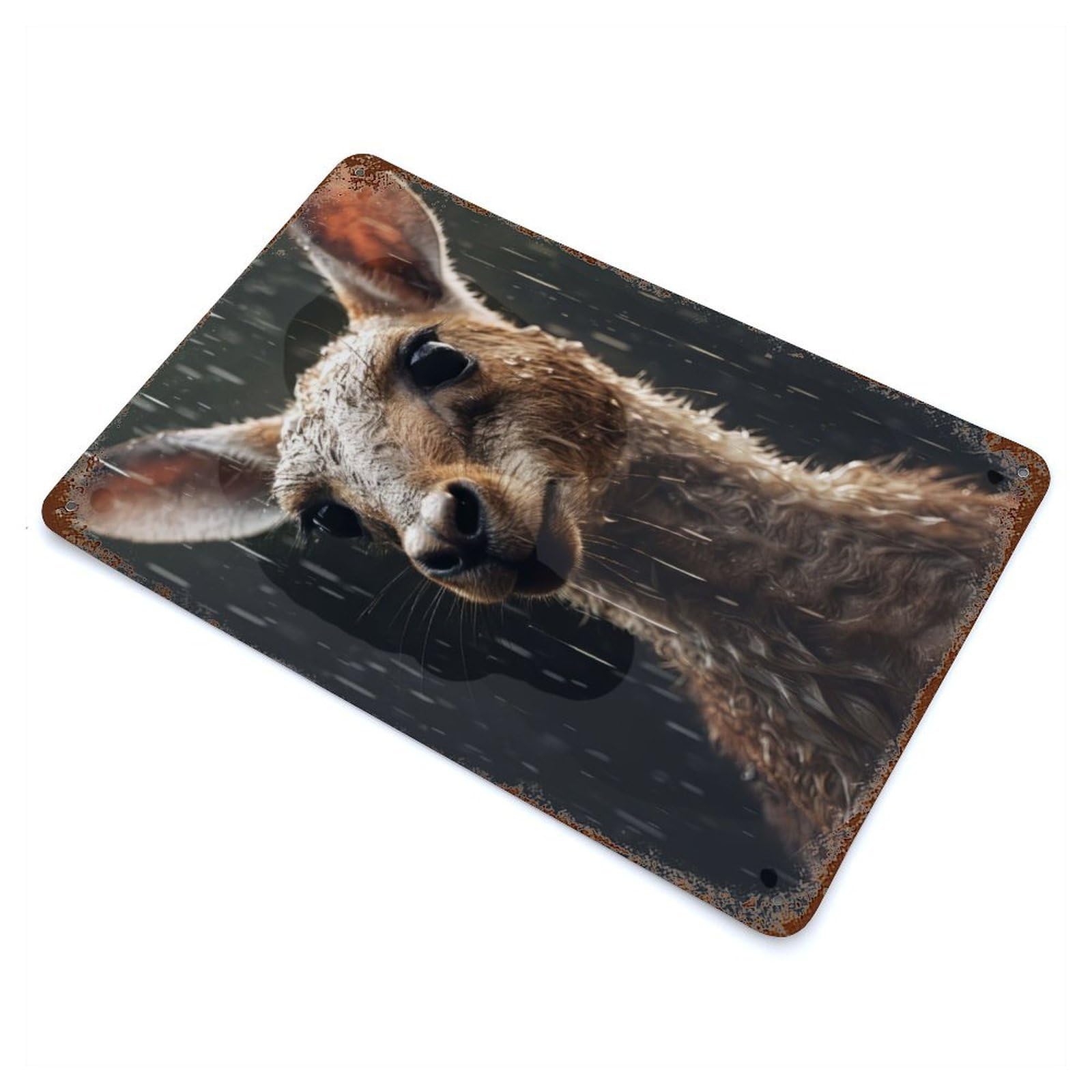 Cute Wet Kangaroo Weathered Tin Sign 11.8"x7.9", Novelty Wall Decor for Garage, Pub Or Kitchen