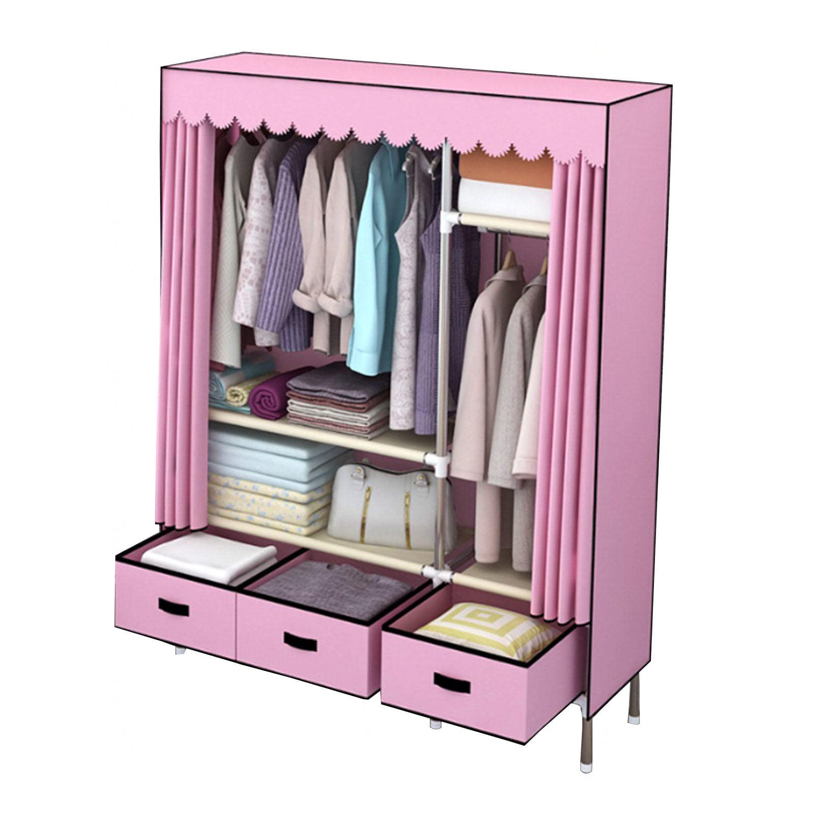 Armario plegable de ropa portátil rosa de 168cm de alto para evitar arrugas