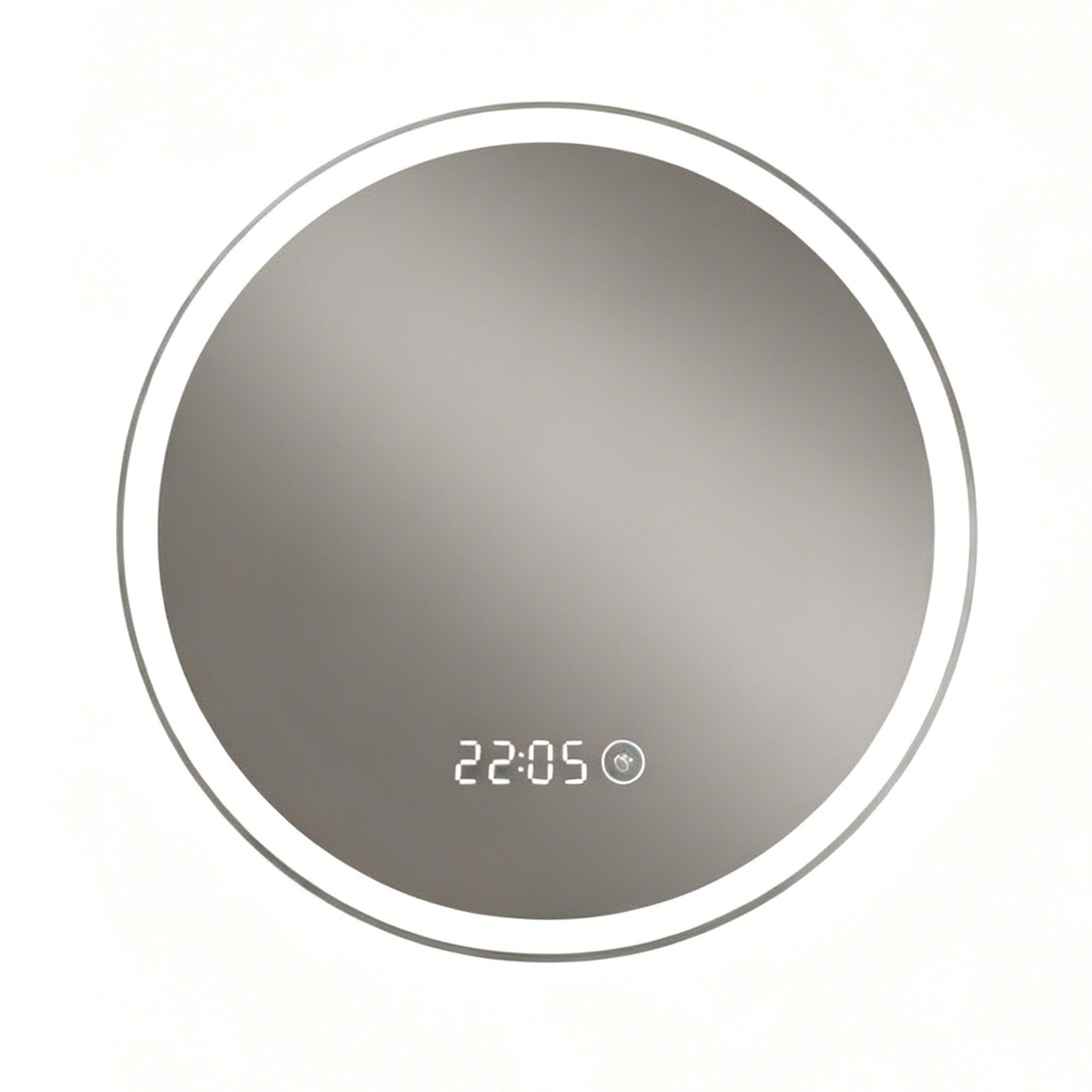 Zlthraustic Round LED Bathroom Mirror with Anti-Fog, Smart Touch Control Lighted Mirror, 3 Color Dimmable Wall Mount Circle Mirror with Time Display(80cm)