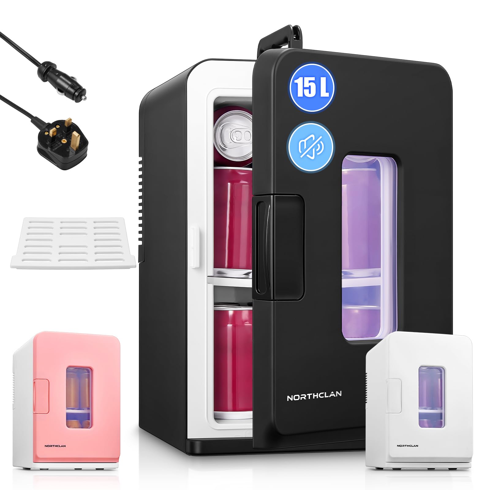 Mini Fridge 15L/21 Cans Mini Fridge for Bedrooms, Upgrade AC+12V DC Power Small Fridge for Dorm, Car, Office, Travel | Max & ECO Mode, Thermoelectric Cooler and Warmer | for Skincare, Beauty, Drink [Energy Class E]