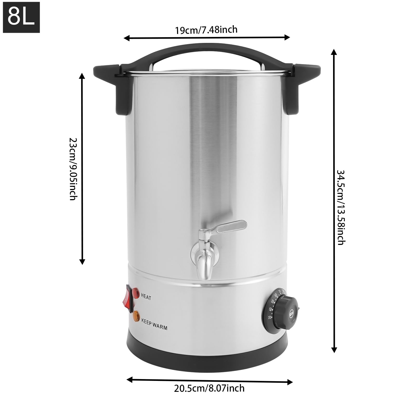 Derretidor de cera de acero inoxidable – 1800 W profesional caldera eléctrica de cera con termostato, 30 – 110 °C, olla de fusión de velas DIY para cera de soja/fabricación de velas (220 V