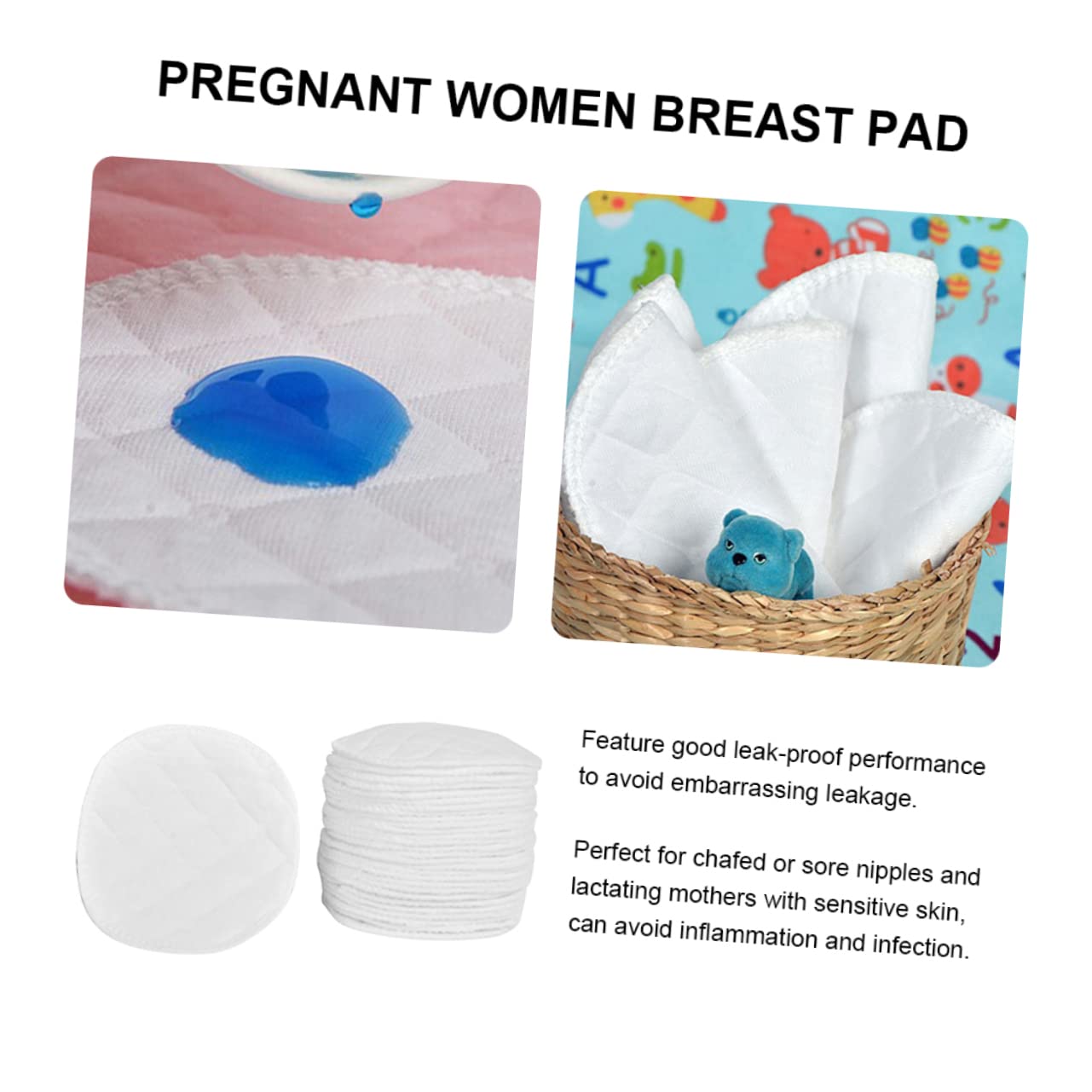 SUPVOX High Absorption Nursing Pads 16 Pack Cotton Breast Feeding Pads Leakproof Dry Maternity Breast Mats Comfortable for Lactating Mothers