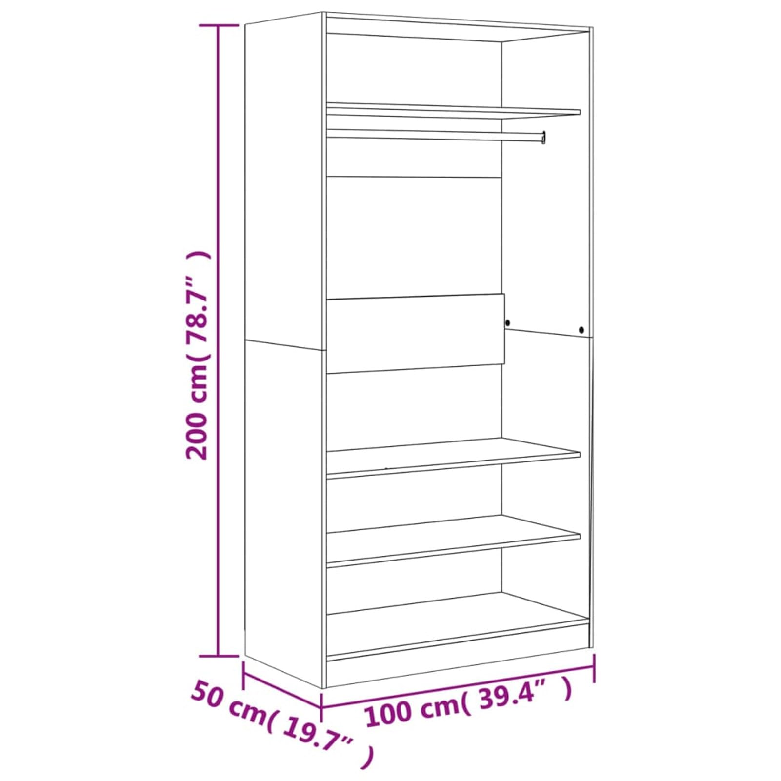 Rantry Mobile Armadio Rovere Marrone 100x50x200 cm in Legno Multistrato, Salvaspazio Armadietto da Esterno, Mobili Esterno Balcone per Soggiorno, Ufficio, Camera da Letto, Bagno