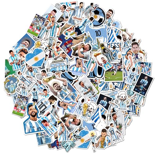 Image of Pack of 50PCS Super Star Soccer Player Messi Stickers, Vinyl Waterproof Laptop Water Bottle Sticker for Adults Boys Girls Teens, FIFA World Cup Gift for Soccer Fans