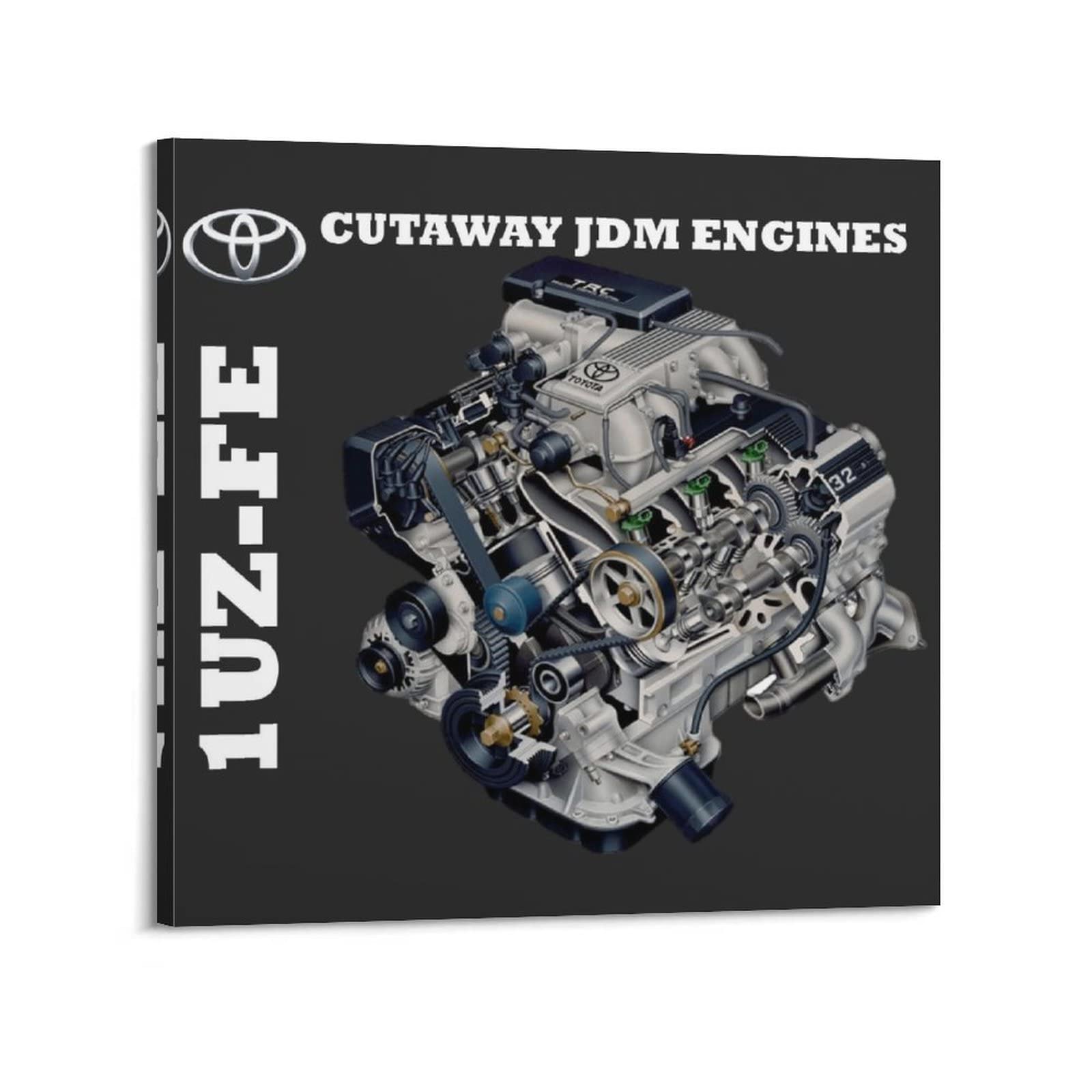 Junna Frame-Style Jdm Car Poster 1Uz-Fe Cutaway Engines Decorative Painting Canvas Wall And Art Picture Family Bedroom Decor 12X12inch(30X30cm)