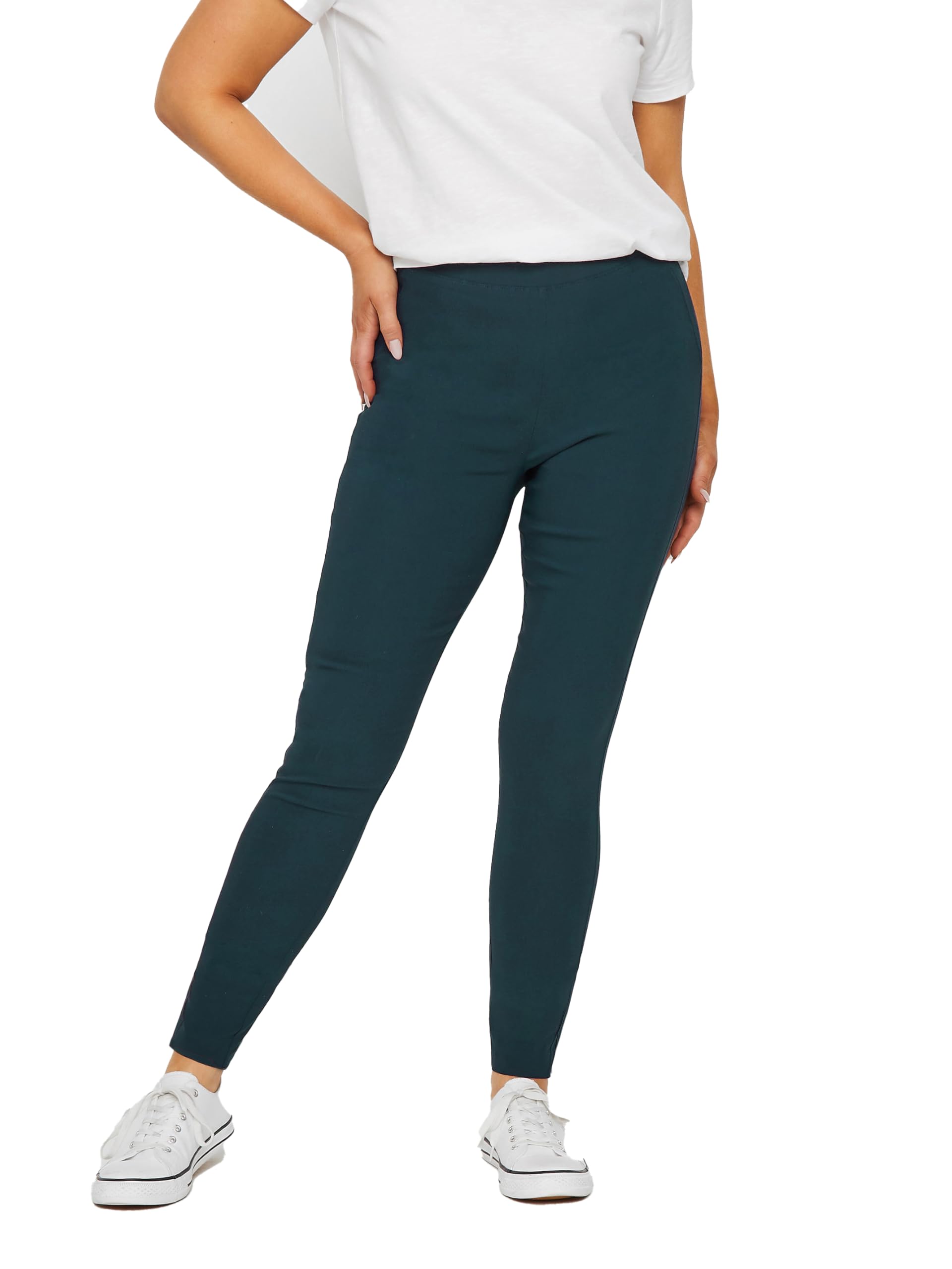 M&Co Women's Blue Skinny Bengaline Trousers In | Size: 12