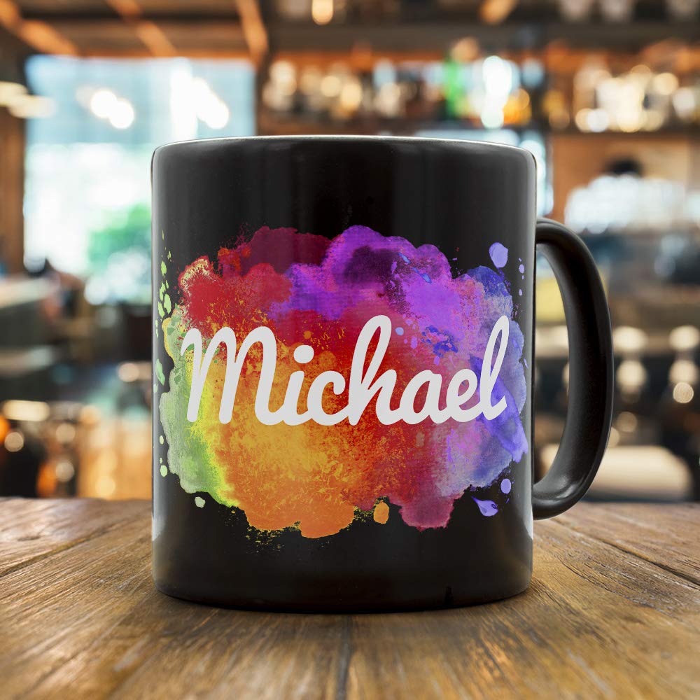 Personalisiert Tasse Mit Namen 'Michael' - Motiv Color Paint, 200 Ml, Weiß, Spülmaschinenfest