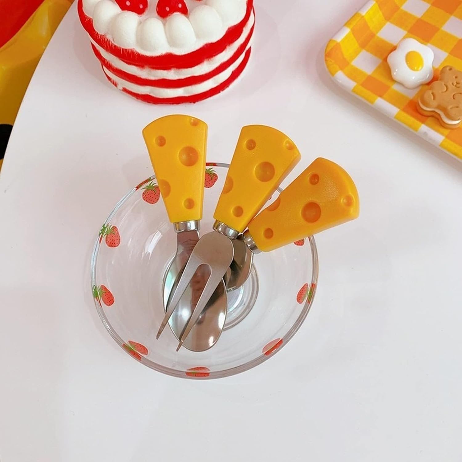 Dinner Forks Cute Cheese Fork Breakfast with Butter Cake Bread Dessert Suitable for Home and School Meal