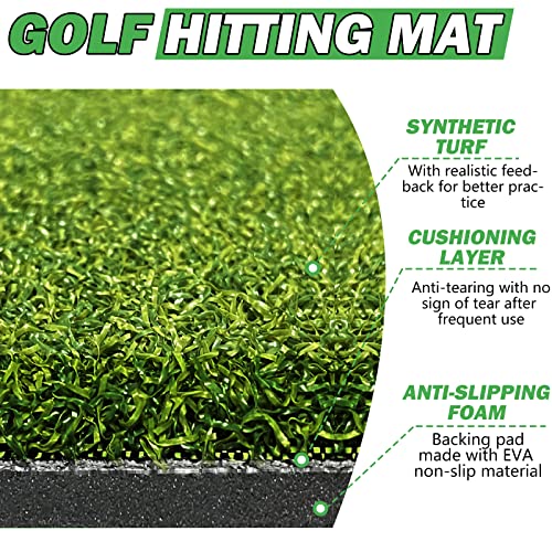 Golf Hitting Mat, Thickened 5X4 Ft Golf Mat, Non-Slip Golf Training Mat For Practice Swing Indoor Outdoor With Premium Golf Turf, Golf Training Aids #TOP2