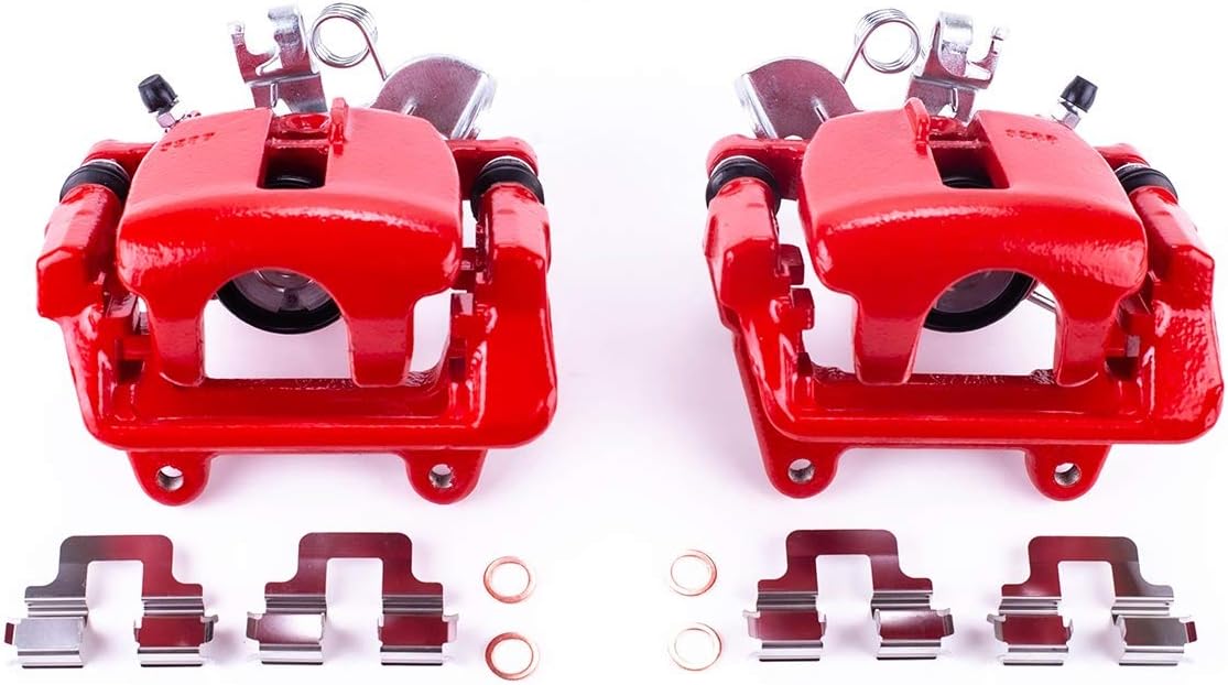 Power Stop Rear S3414 Pair of High-Temp Red Powder Coated Calipers For Audi A4 2005-2009, Audi A4 Quattro 2005-2009 [Model Specific]
