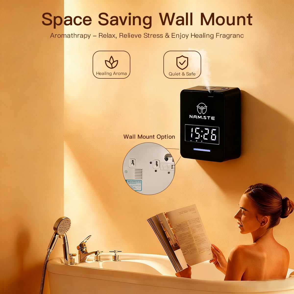 Namste Diffusore senz'acqua - Monitoraggio intelligente del livello dell'olio, sistema HVAC, diffusore del profumo dell'hotel per la grande stanza, copertura 3000 mq, controllo Bluetooth, aroma di