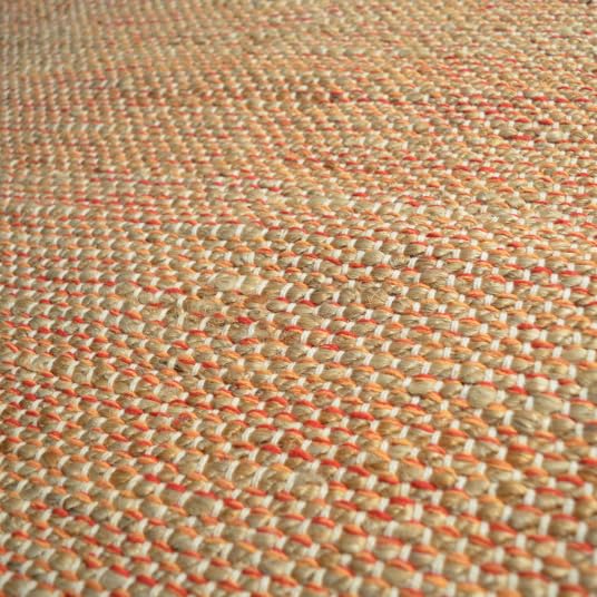 Tapis naturel en jute et coton - Néo-ethnique - Rouge - 120 x 170 cm
