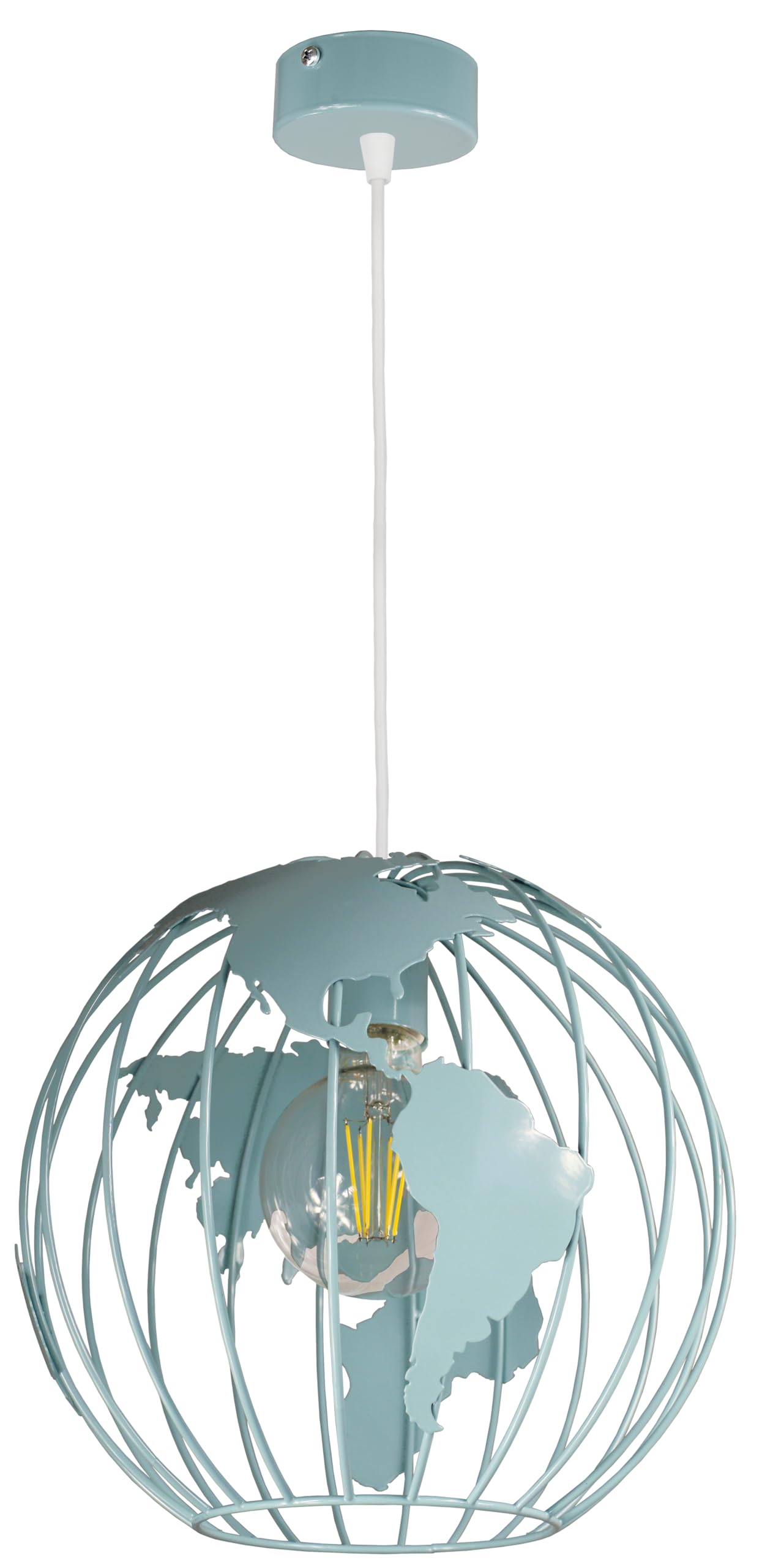LM-LIGHTING Lámpara colgante globo terráqueo GLOBE, lámpara ingeniosa con hermosos colores y diseño interesante, iluminación única para la habitación de un niño, fabricación de metal, iluminación