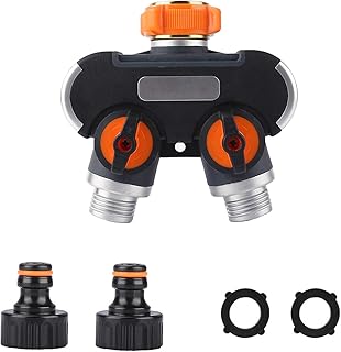 Comprar Divisor de Manguera de 2 vías,Garden Conector de Manguera de 2 vías Grifos de Agua Distribuidor 2vías,Conector de Grifo de Goma cómodo para jardín y hogar,con 2 conectores y 2 arandelas de goma