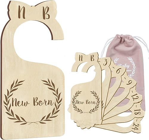 Actualizado Juego de 7 separadores de armario de madera de alta calidad para bebés, desde recién nacidos hasta 24 meses, organizador de ropa de