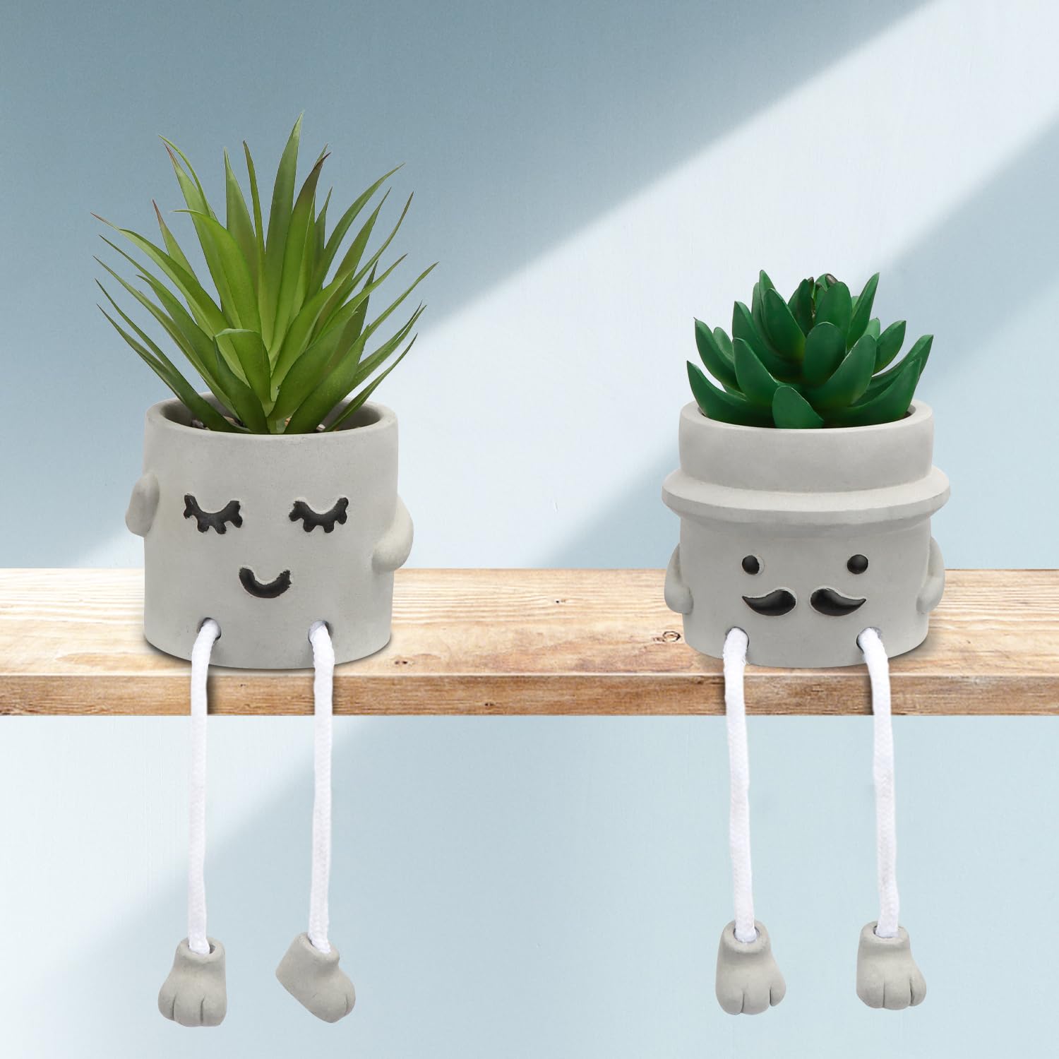 Sponsored Ad – 2Pots Artificial Plants Faux Plants Fake Succulents in Cement Pots with Hanging Leg Fake Small Succulents Mini Cute Potted Succulents for Table Desk Home Bedroom Bathroom Office Shelf Decor