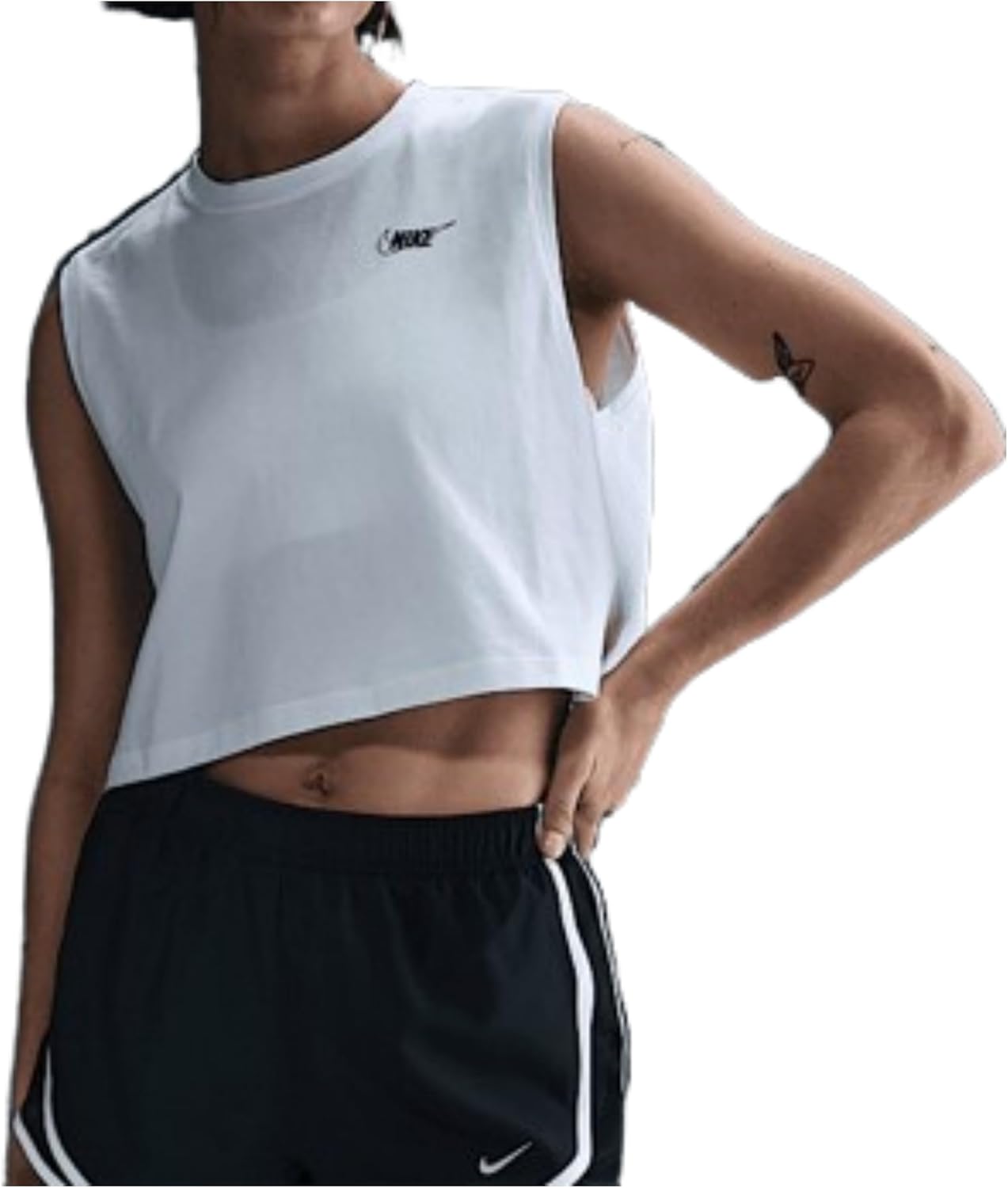 Nike Womens Sportswear Club Sleeveless Cropped Graphic T-Shirt