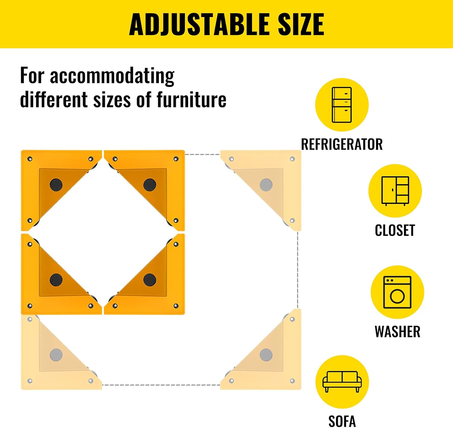 Buу 1 gеt 1 BestEquip Safe Dolly 3 Wheel (1 Locking & 2 Swivel), Cabinet Movers Set of 4 with Fixed Rope, for Lifting and Moving Furniture, Pool TableYellow Blасk Frіdау 🔥 BestEquip Safe Dolly 3 Wheel (1 Locking & 2 Swivel), Cabinet Movers Set of 4 with Fixed Rope, for Lifting and Moving Furniture, Pool TableYellow