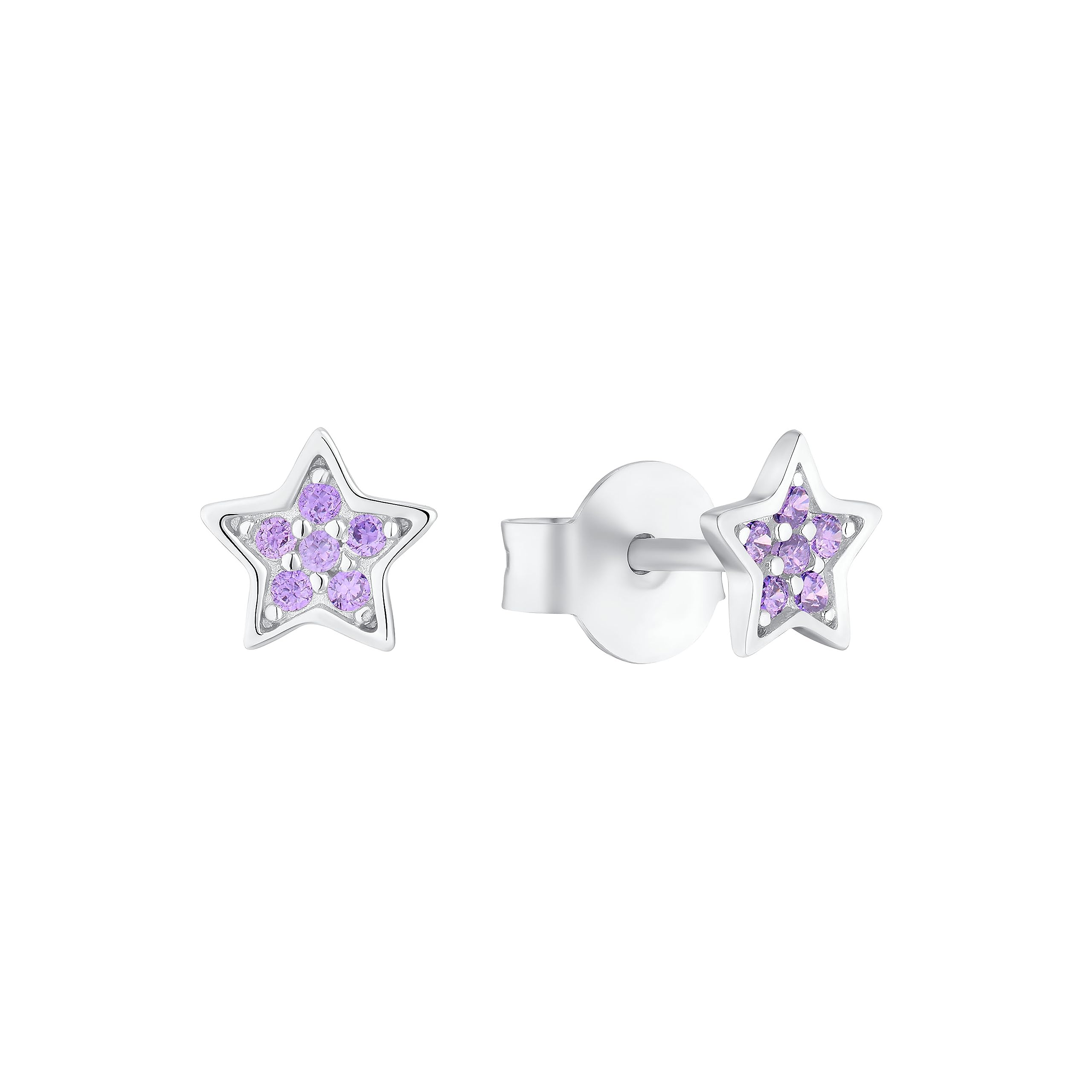s.Oliver stud earrings 925 Sterling silver girls' children's earrings, with zirconia synth., 0.5 cm, silver, star, comes in jewelry gift box 2036827