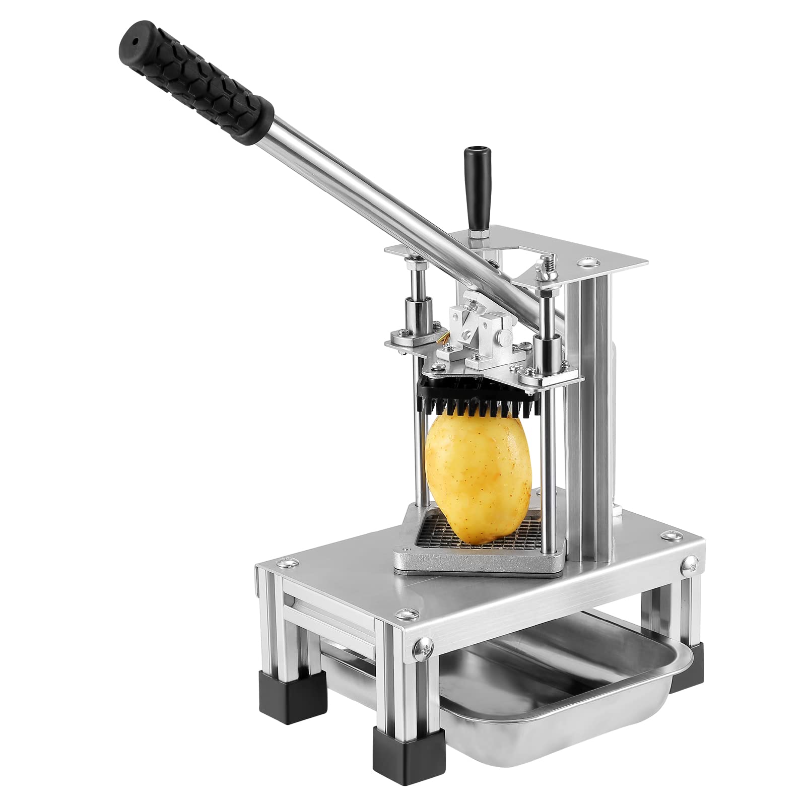 Commerciali Taglierina per Patatine Fritte con 3 Lame di Ricambio, 1/2'', 1/4" e 3/8" Lama Tritatutto Easy Dicer Tagliapatate al Limone per Patatine Fritte Maniglia estesa