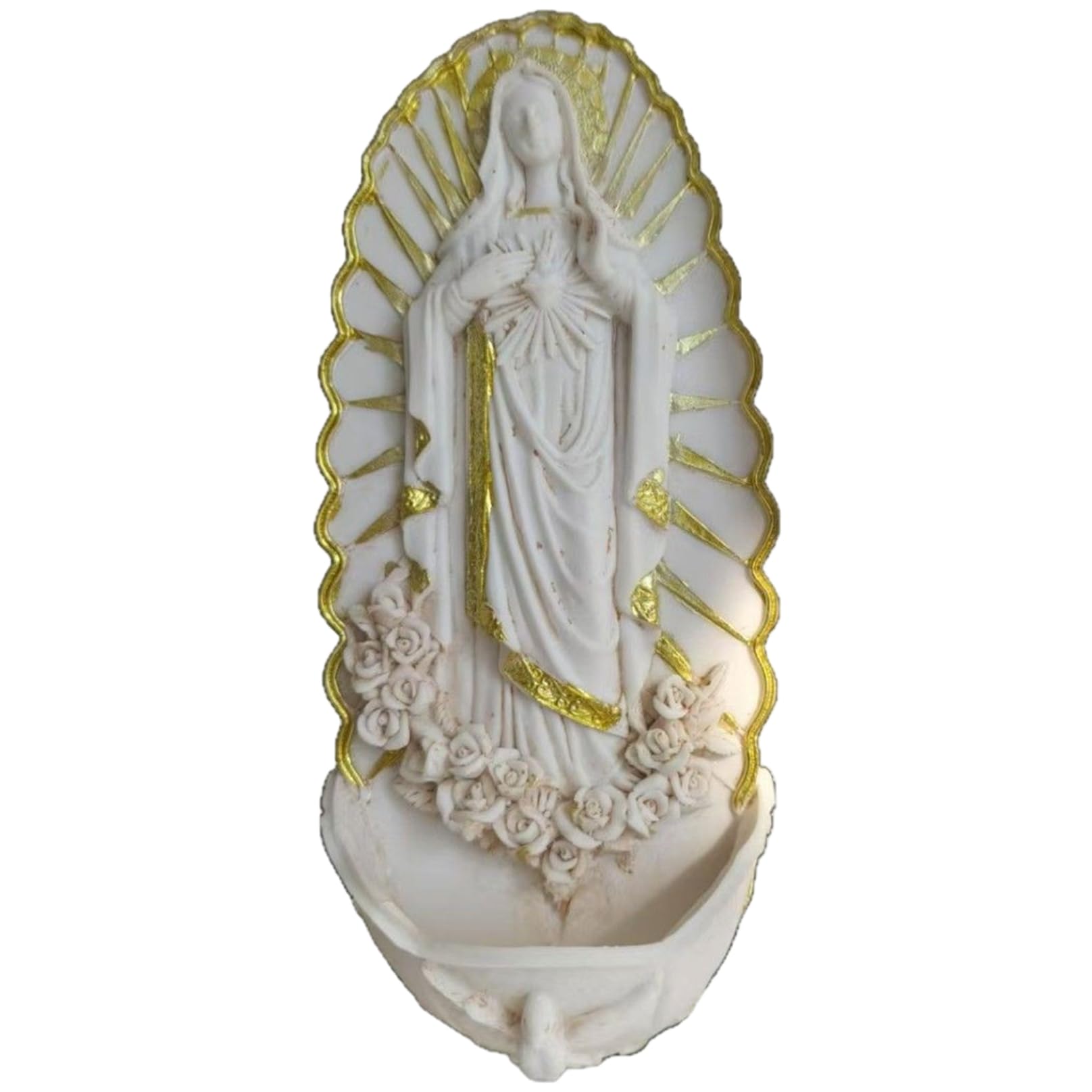 BEAHING Holy Water Font 3x7 Inch Resin Decorative Wall Hanging Pendant Home Church Religious Gifts