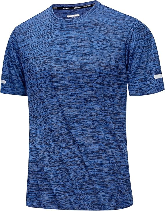MAGCOMSEN Herren Sportshirts Kurzarm Laufshirt Schnelltrocknend Sommer T-Shirts Meliert Leicht Trainingsshirts Atmungsaktiv Funktionsshirts für Fitness Wandern Yoga