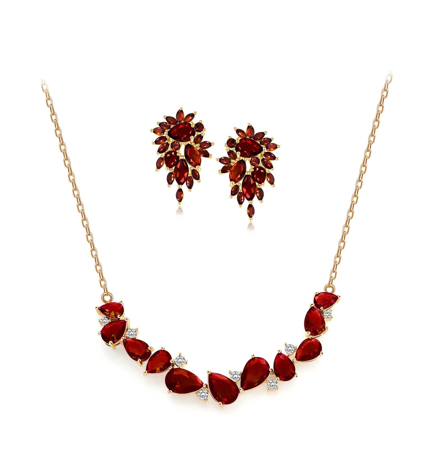 UDYLGOONIndian Style Cubic Zirconia Crystal Necklace Earrings Jewelry Set for Women Formal Party Wedding Prom