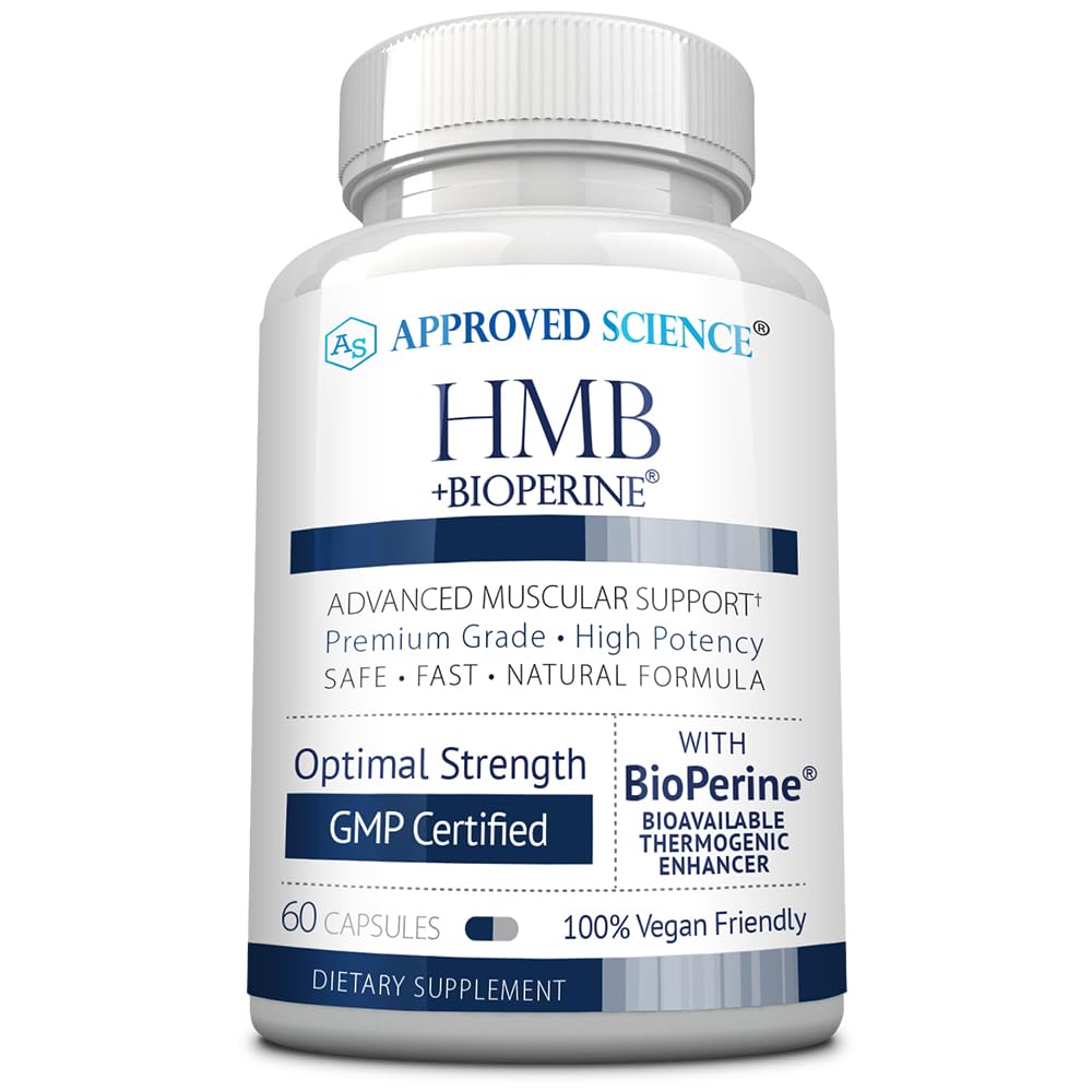 Approved Science HMB - 1500mg High Potency HMB Supplement with Calcium & BioPerine for Absorption - Muscle Health & Exercise Performance - 60 Vegan Capsules - 1 Month Supply 60 Count (Pack of 1)
