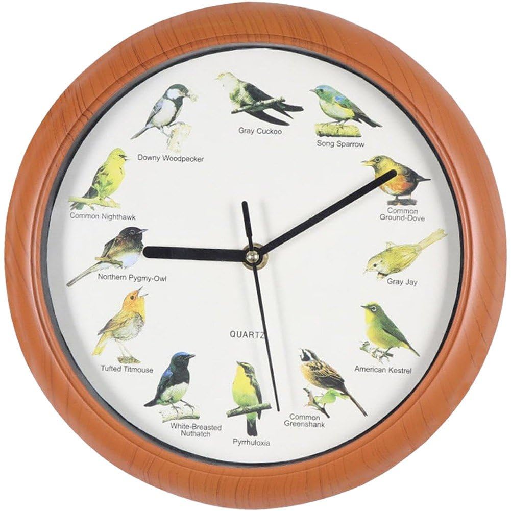Horloge murale ronde oiseau chantant silencieuse pour bureau sans stress