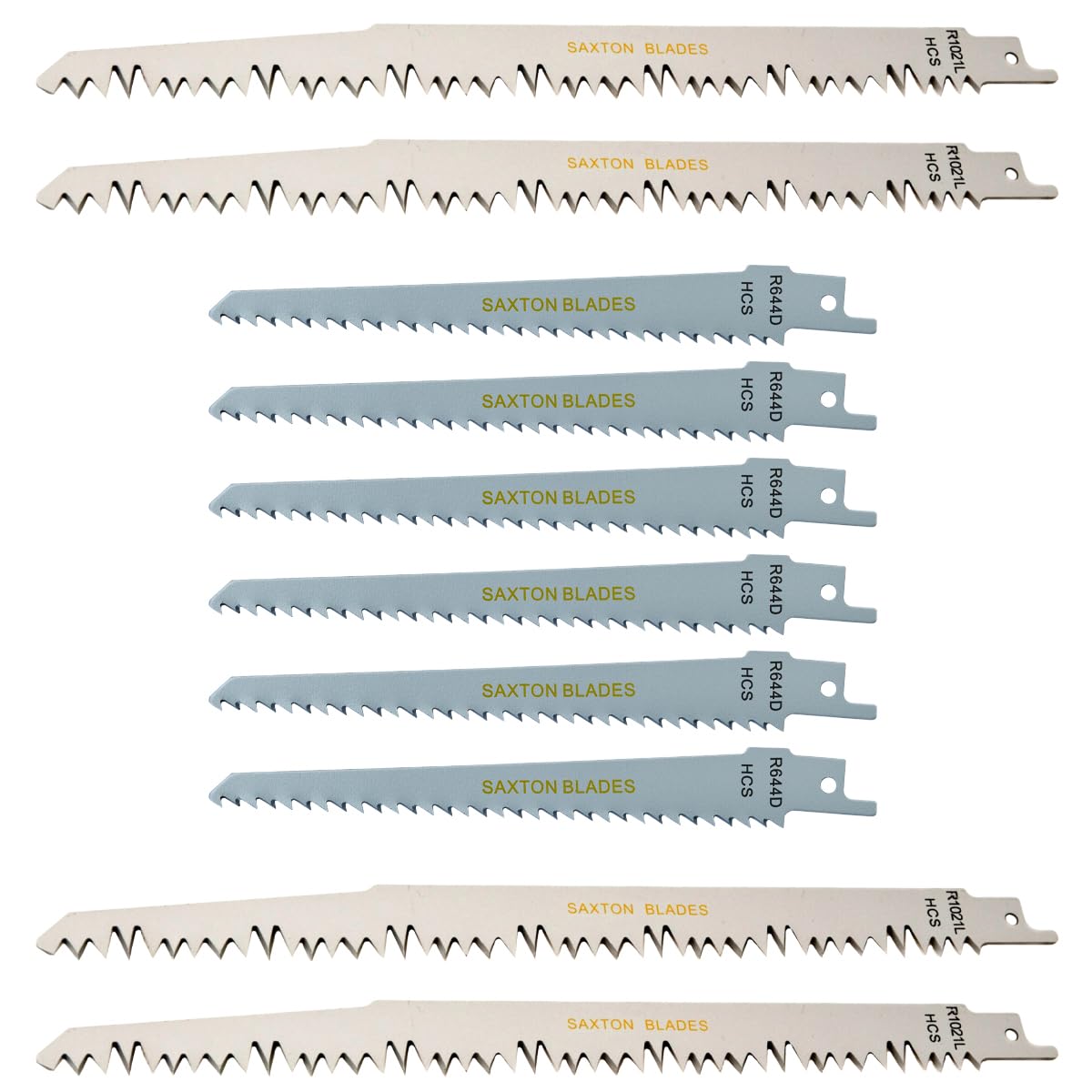Saxton Blades Silver, Gray Rpr10mxc Saxton 10 Blade Reciprocating Sabre Saw Combo Wood Fits Bosch, Dewalt Makita Pack C