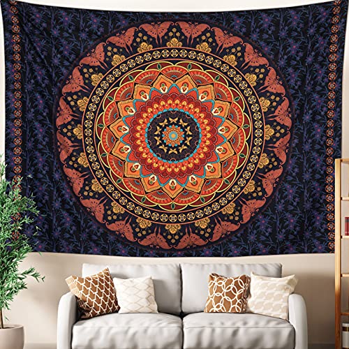 Edeesky Boho Mandala Tapestry Aesthetic Wall Hanging Psychedelic Hippie Butterfly Tapestries Vintage Wall Art Home Decor For Bedroom,Living Room,Dorm(Red) #TOP7