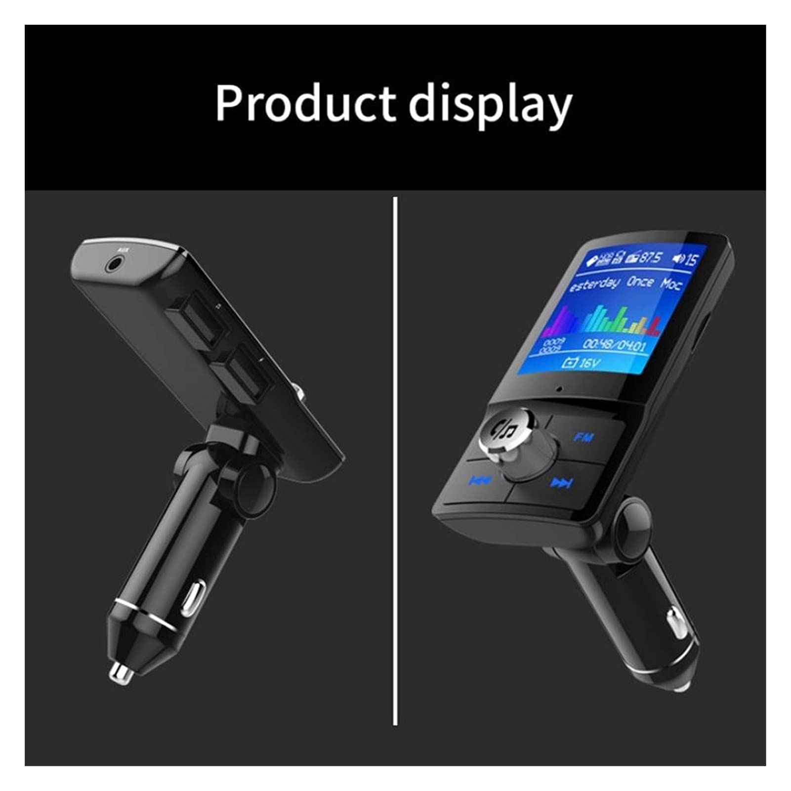 Adattatore Audio Bluetooth. Schermo da 1,8 Pollici Dual Dual USB One Touch rispondendo a Sette Lingue Trasmettitore Auto FM TRASMETTORE VELOCK VELOCK VALUTATORE Auto Charger Kit Bluetooth 4.2