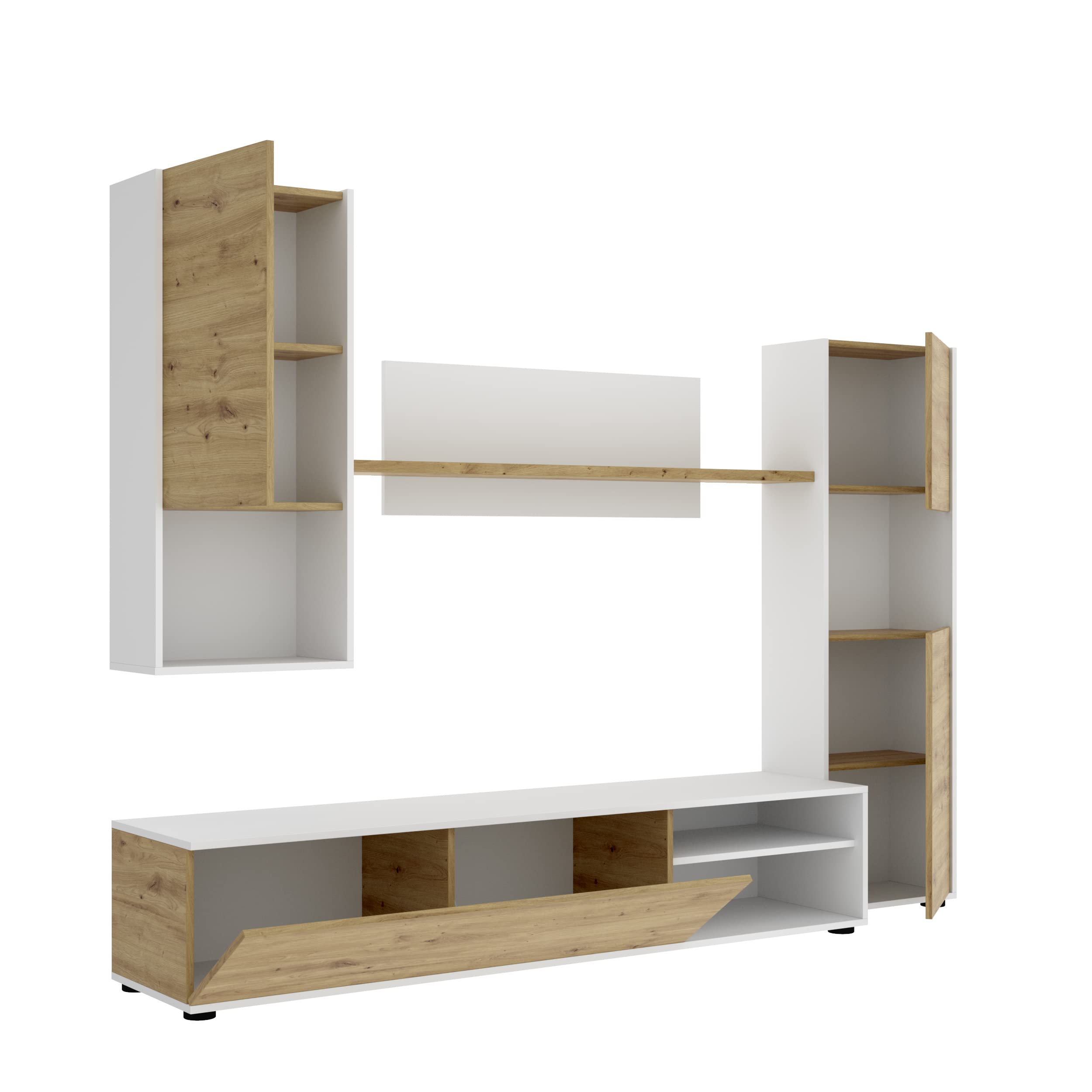 DEKIT GRUPO RIMOBEL Luka Composición de salón TV, Melamina, Gafito y Nordic, 180x220x41 cm