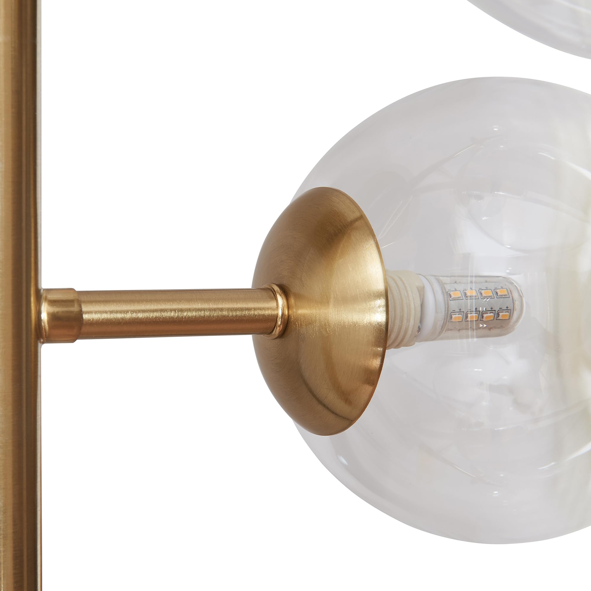 lux.pro Lampada da Parete per Interni con 5 Paralumi Sferici in Vetro Trasparente Applique a 5 Bracci Portalampada per Soggiorno Camera da Letto Corridoio - Dorato