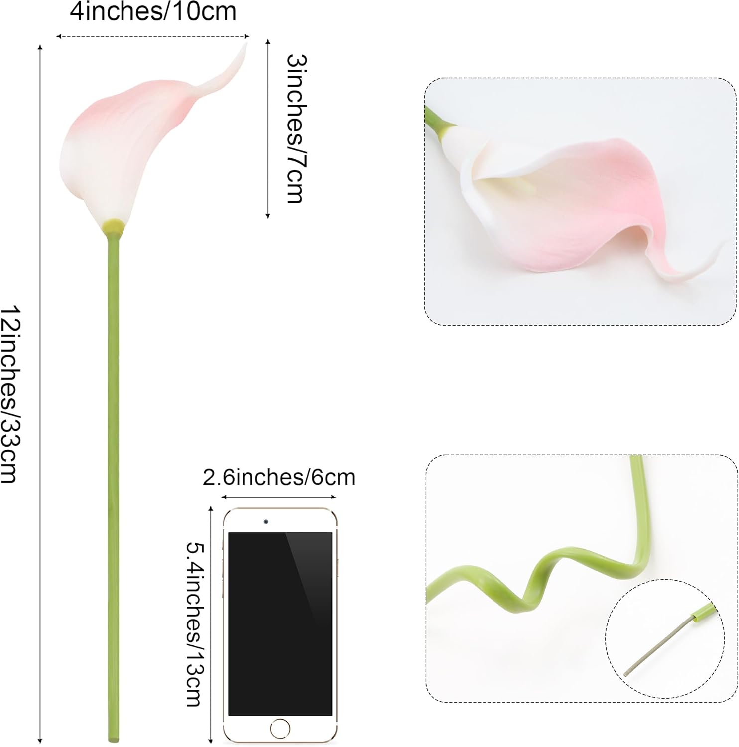 SITUMEIZI 24 PCS Pink Fake Flowers Artificial Calla Lily Silk Flowers Real Touch for Mother's Day Easter Home Kitchen Decor Wedding Bouquet Office Spring Decoration - Image 2