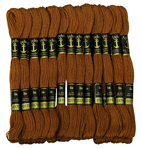 IBA Indianbeautifulart 25 x Anchor Stranded Cotton Thread Hand Cross Stitch Sewing Embroidery Floss Skeins-Brown