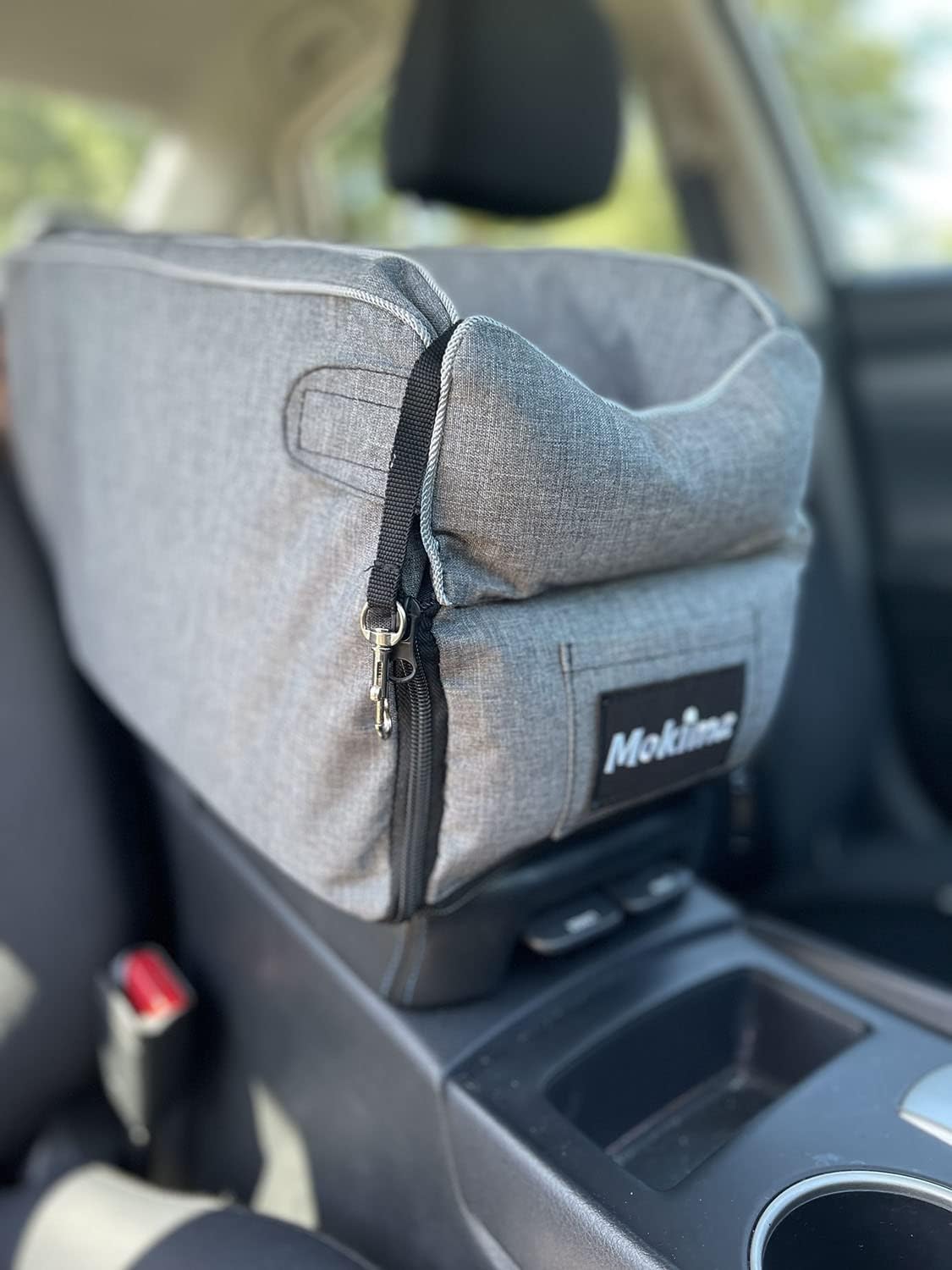 MOKIMA Small Dog Car Seat - Pet Armrest Booster Car Center Console Seat - Travel Deluxe - Detachable Puppy Comfortable Seat with Clip On…