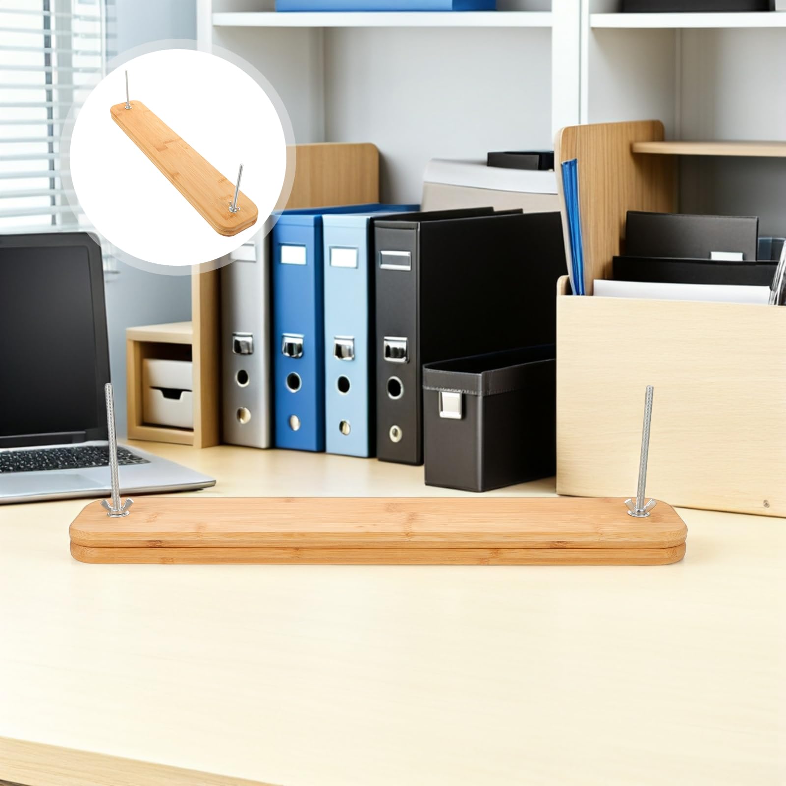 GARVALON Herramienta de Encuadernación Manual de Madera 43,8×8 Cm con Tornillos Metálicos, Prensa Ajustable para Libros y Documentos, Kit de Suministros de Encuadernación para Oficina