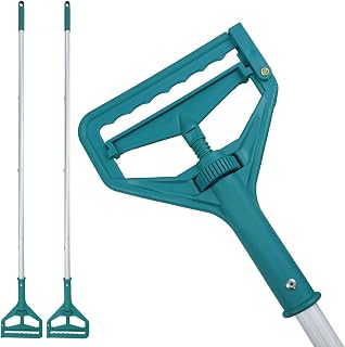 60 Inch Industrial Mop Handle 2 Pack, Heavy Duty Commercial Mop Stick, Aluminum Alloy Anti-Slip Replacement Mop Handle, Easy to Assemble Black Mop Pole for Home Commercial Industrial Cleaning (green)
