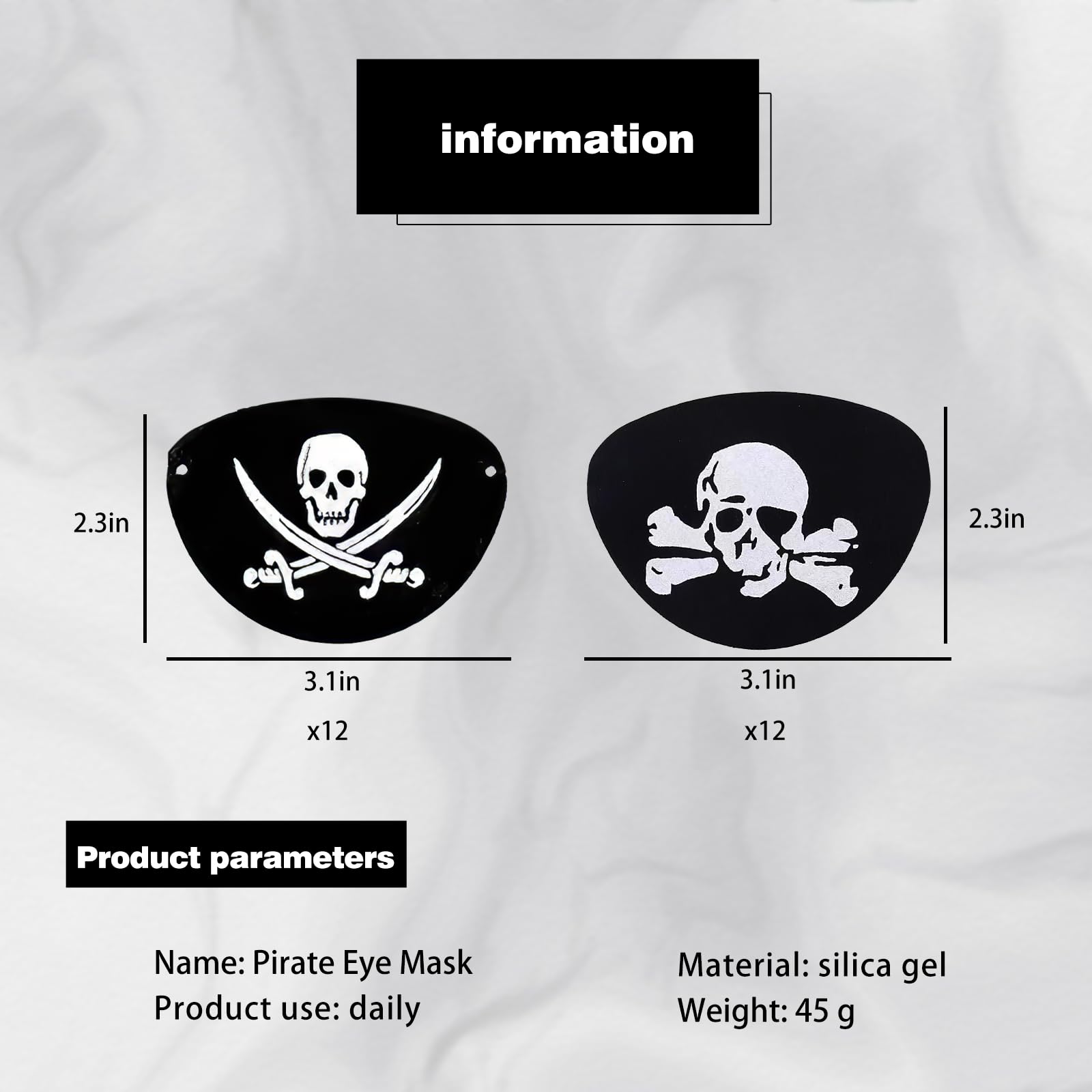 Benda per Occhio da Pirata, Bende in Feltro per Occhi da Pirata Bende Nere per Occhi da Pirata Bende per Un Occhio Festa di Halloween Puntelli di Prestazioni Natalizie(24 Pezzi)