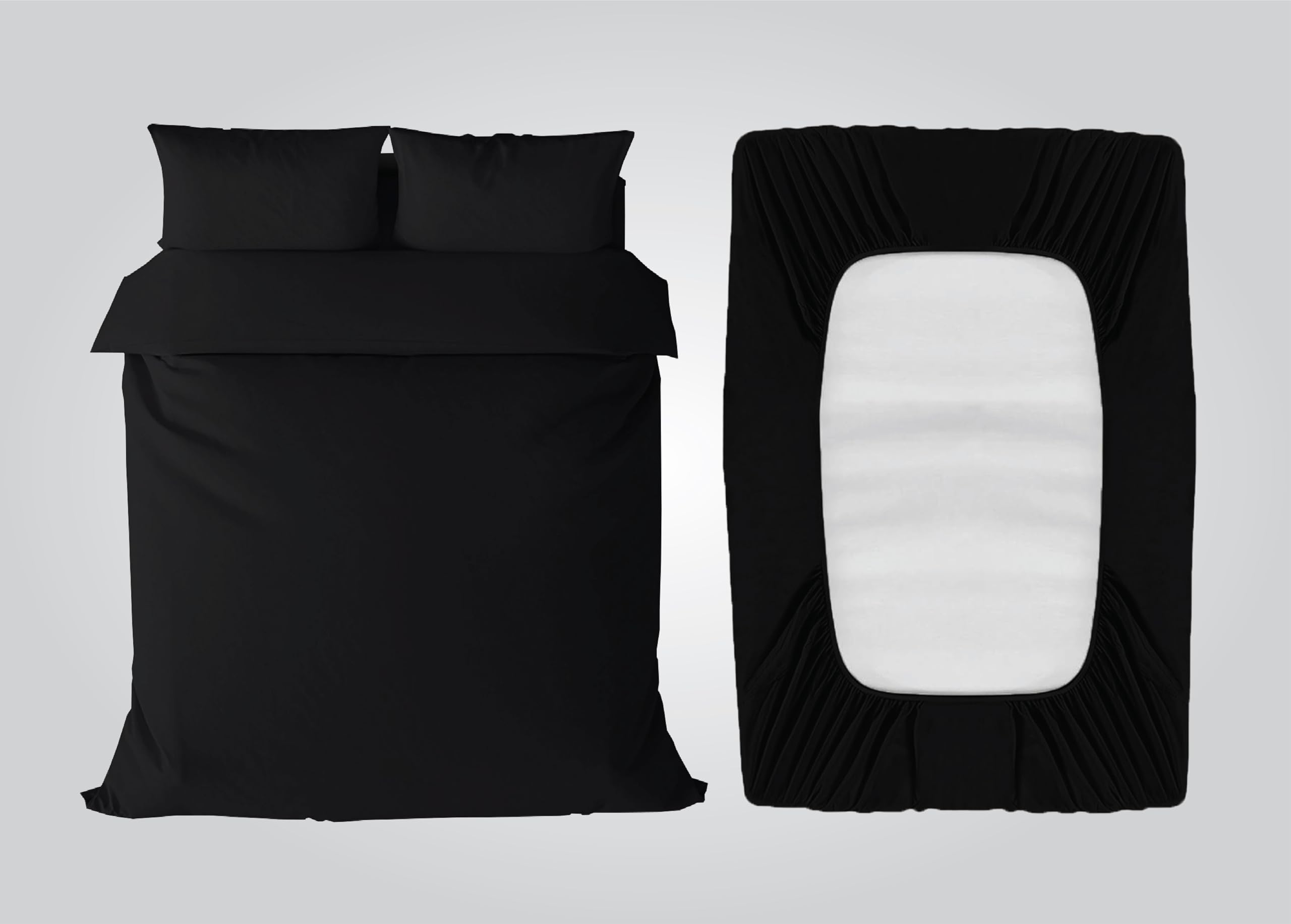 APEX FURNISHINGS 3 Piece Single Bedding Set – Duvet Cover, Fitted Sheet with Pillow Case - Soft Brushed Microfiber – Black